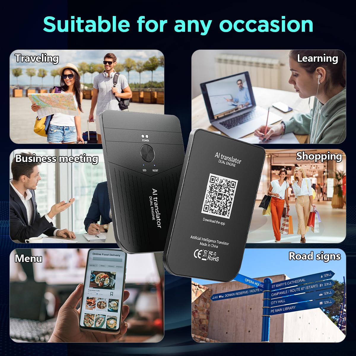 AICase AI Smart Translator,Language Translator Device,App Control,Free AI Transcribe& Summarize,Support 136 Languages,Audio Recorder/Translation forLectures,Meetings,Calls,Travel,Trip.Non-Pro Version