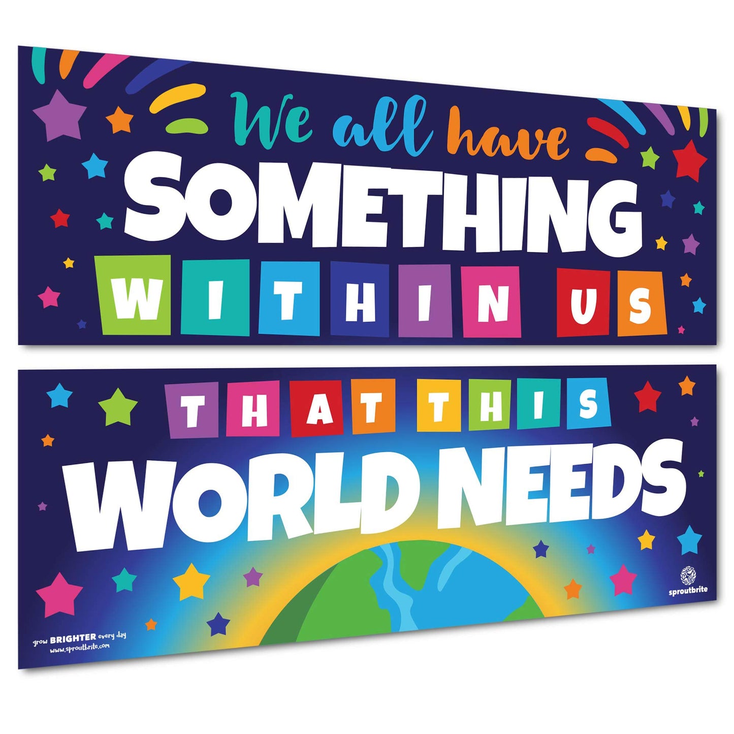 Sproutbrite 2 Pack 13.5" x 39" Educational Posters - Teacher Posters for Classroom - Motivational and Inspirational Growth Mindset for Students - Bulletin Board and Wall Decor for Pre, Elementary and Middle School - Builds Self-Worth and Encourages Indivi