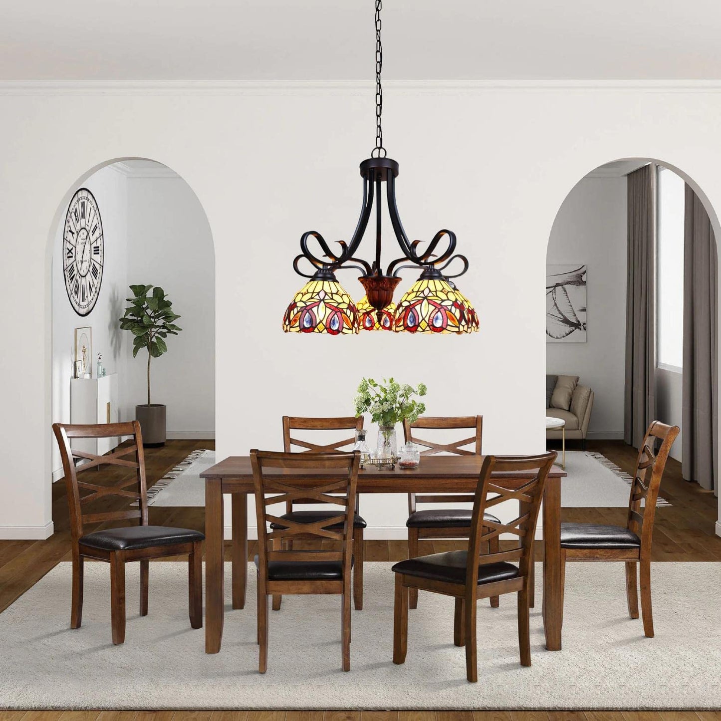 Chloe Lighting Serenity Victorian Tiffany-Style Chandelier 25in Wide, Dark Bronze, Multicolor, Model CH33353VR25-DD5