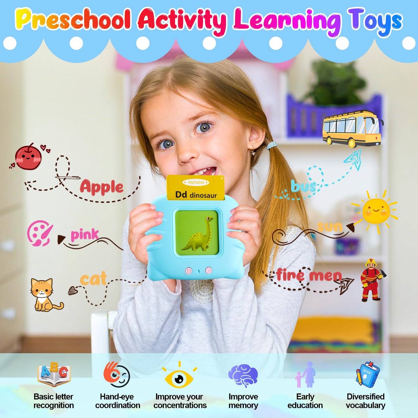 Talking Flash Cards for Toddlers 1 2 3 4 5 Year Olds, 224 Sight Words Montessori Language Learning Toys, Pocket Speech Therapy & Autism Sensory Toy, Educational Toddler Toys Gifts