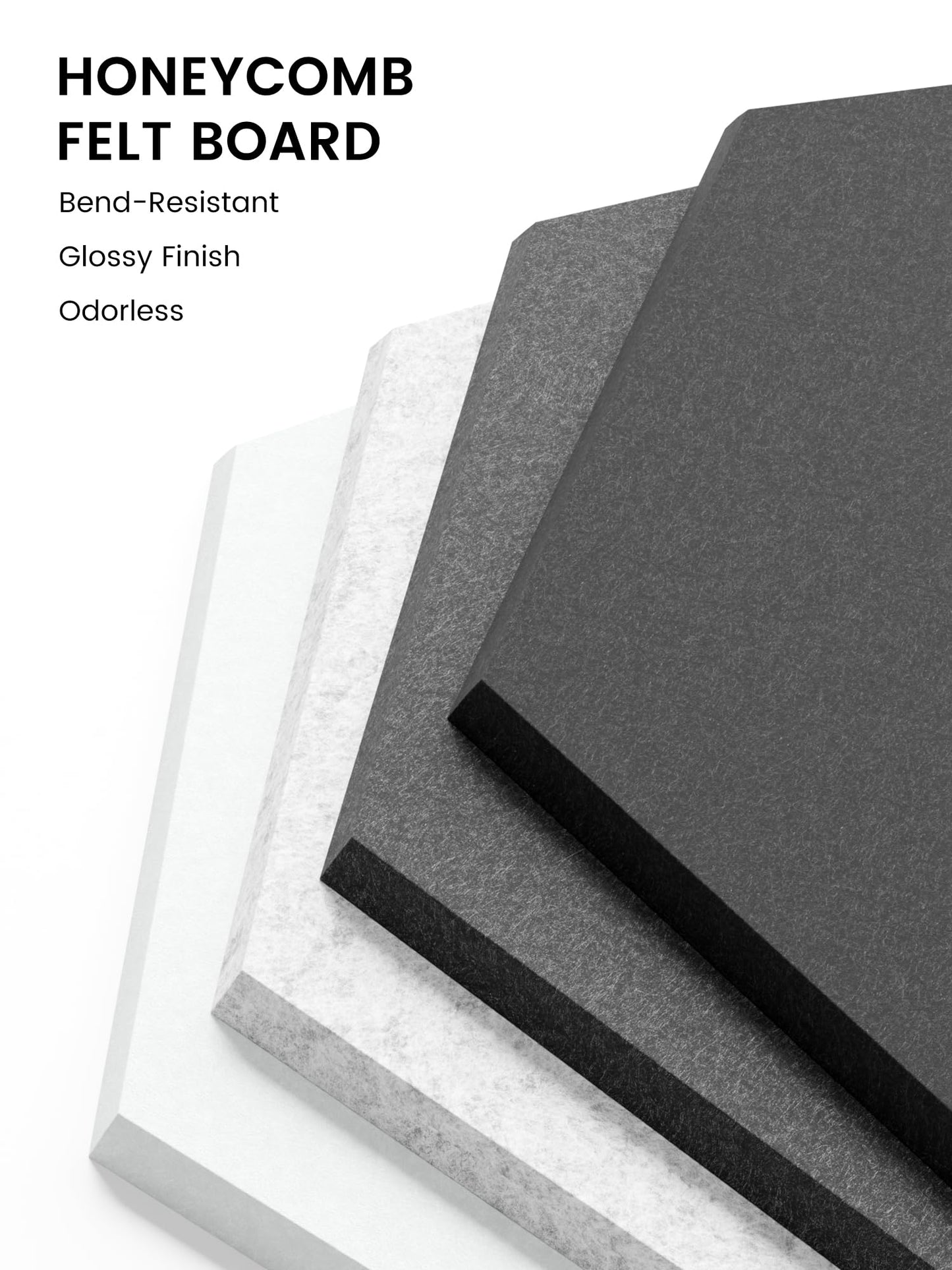 Fluxynara Hexagon Cork Board Alternative for Walls Decor-12-Pack Felt Bulletin Board Tiles,with 30 Pushpins,70 Adhesive Tabs for Office,Classrooms & Home Pin Board Felt Board-Concrete Echo