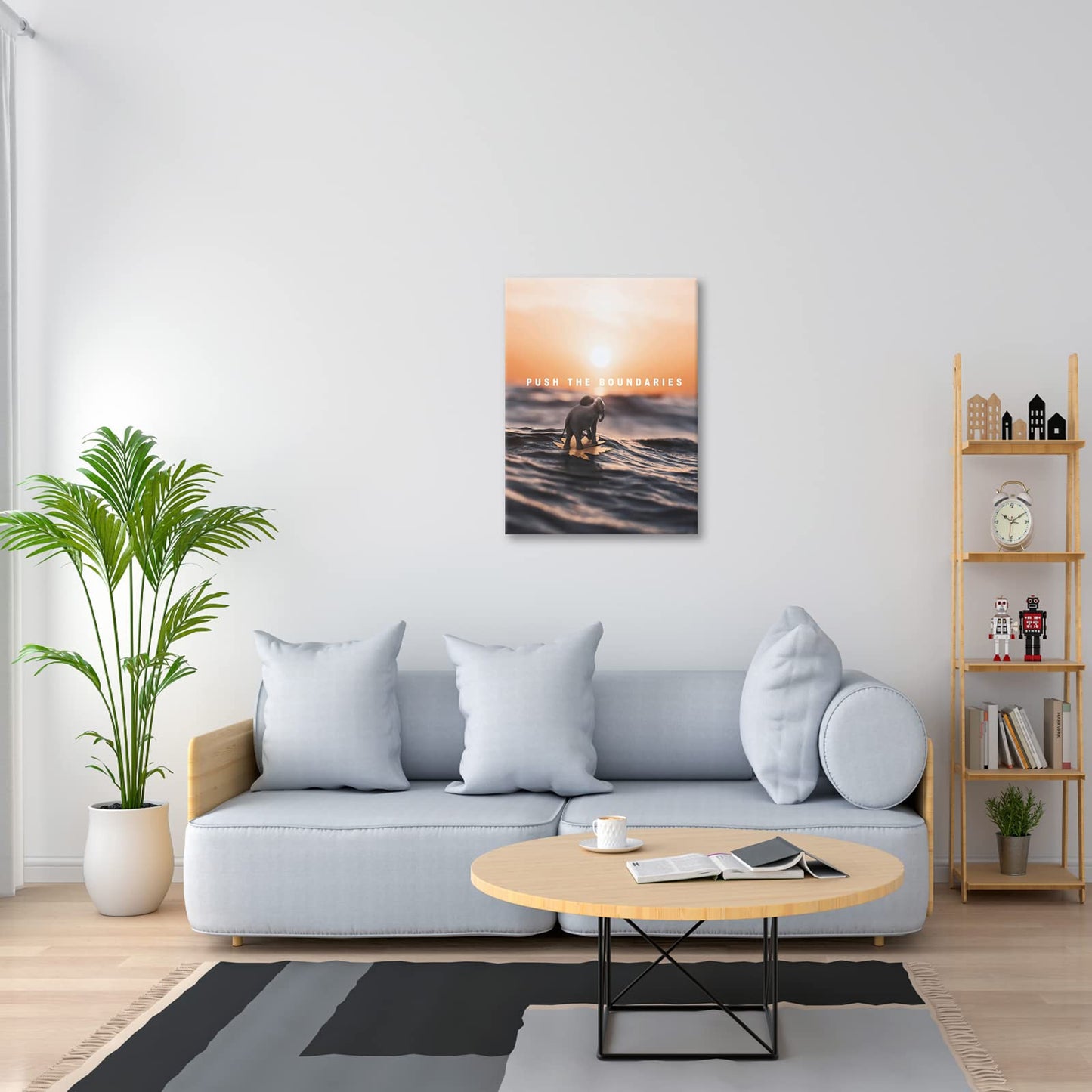 Inspirational Quotes Wall Art Push the Boundaries Framed Painting Modern Artwork Decorations Decor for Office Bedroom (12" W x 18" H)