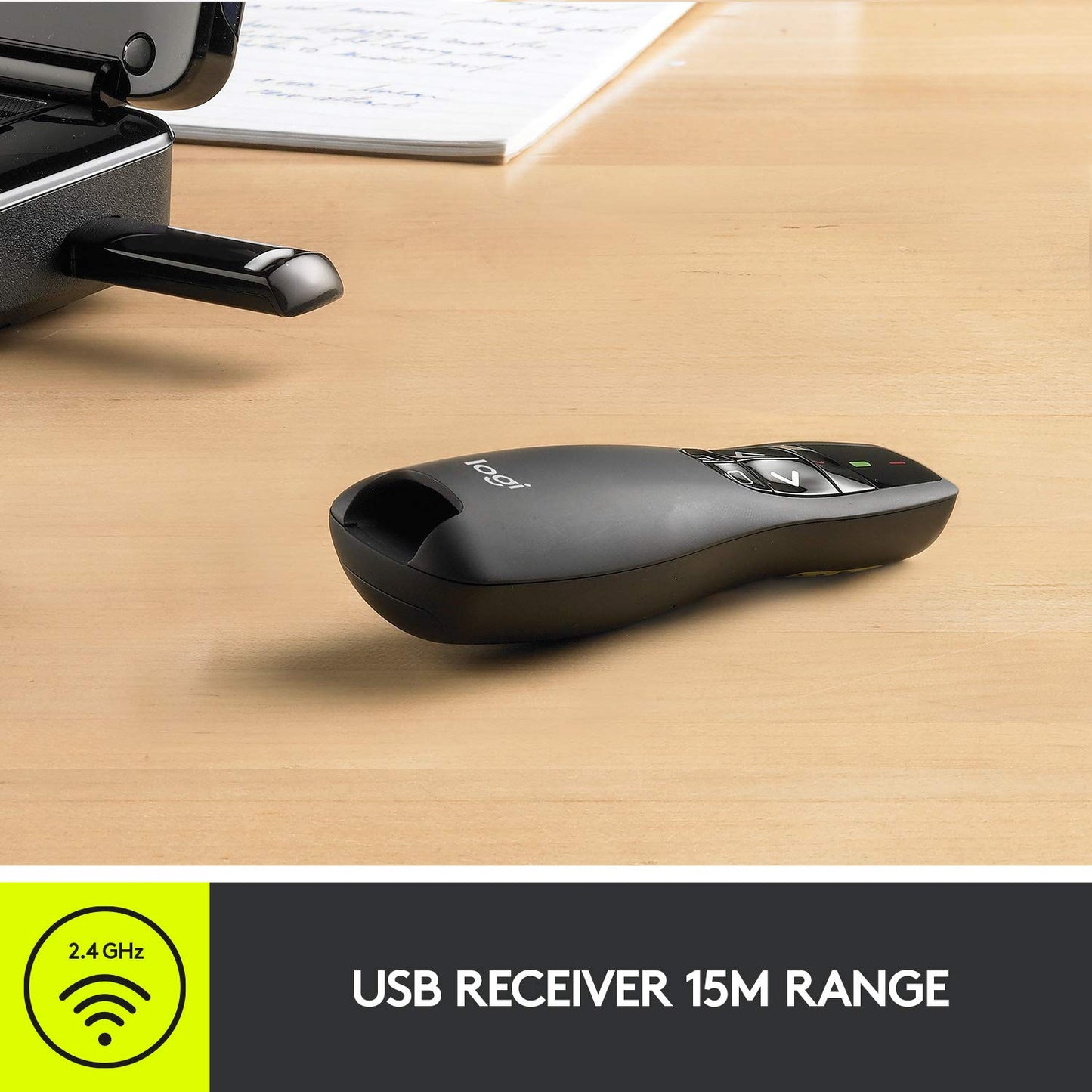 Logitech Wireless Presenter R400, USB-A PowerPoint Clicker with Laser Pointer, Wireless Presentation Clicker Remote