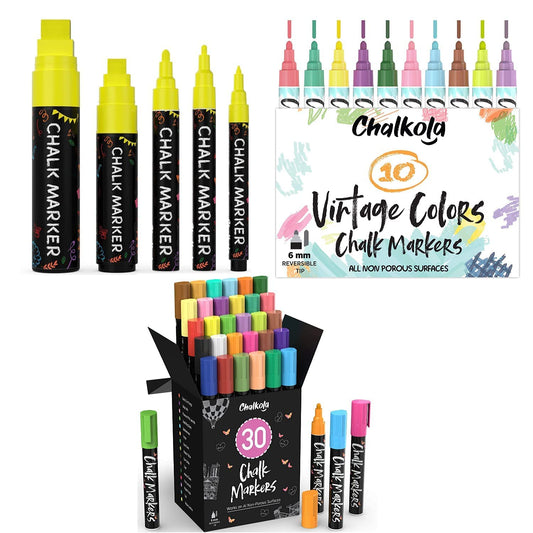 Chalk Bundle - 5 Yellow + 30 Pastel & Neon + 10 Vintage