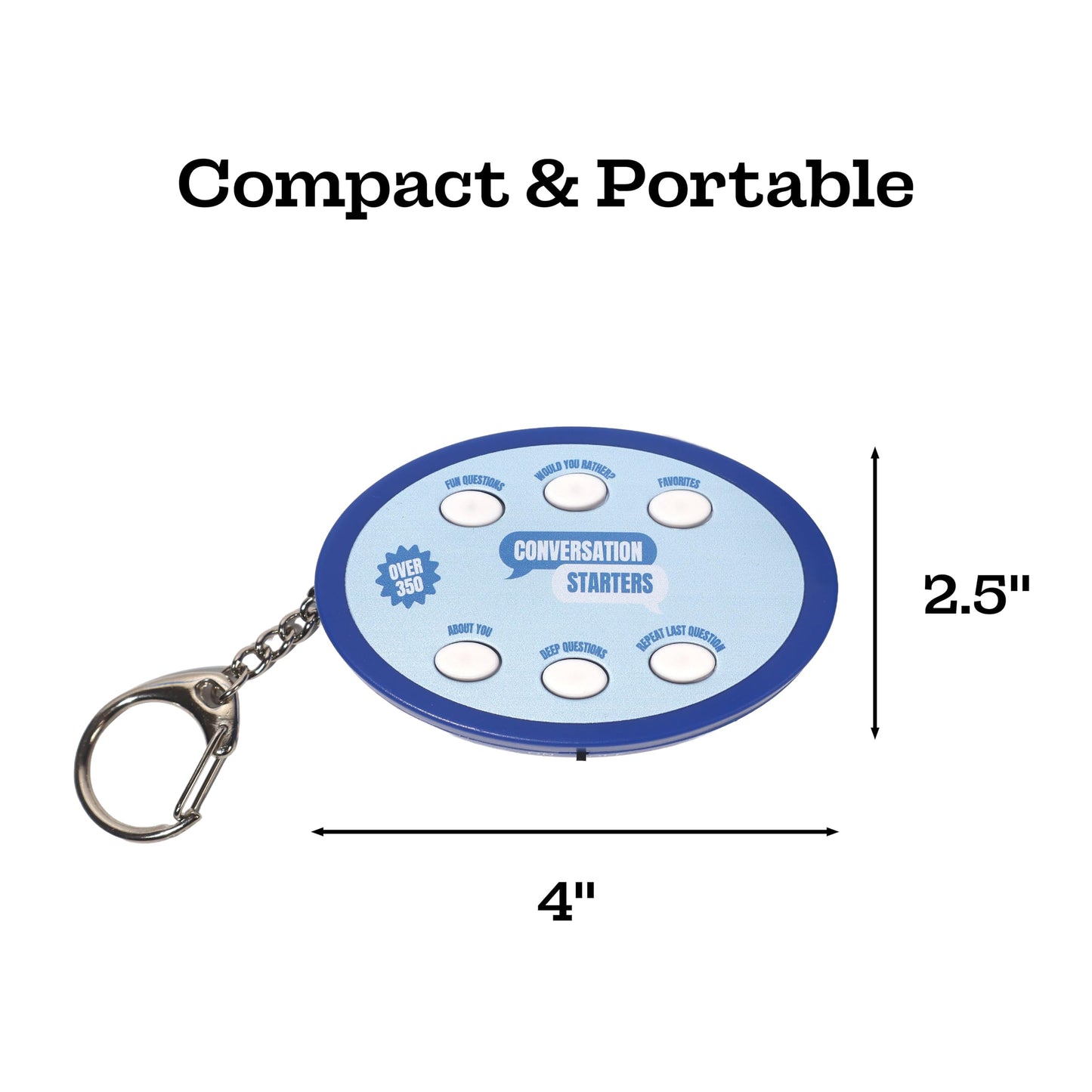 350+ Electronic Conversation Starters Keychain - Audio Ice Breaker Game with 350+ Questions - 5 Categories: Fun, Would You Rather, Deep Questions - Portable Family Conversation Cards & Table Topics
