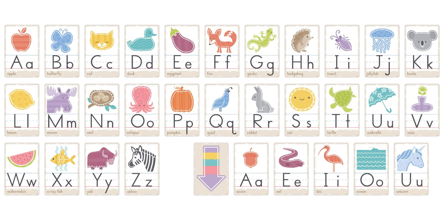 Good Nature Alphabet Cards Learning Set by Trend, 32 Decorative Cutout Pieces for Teaching Letters and Phonics
