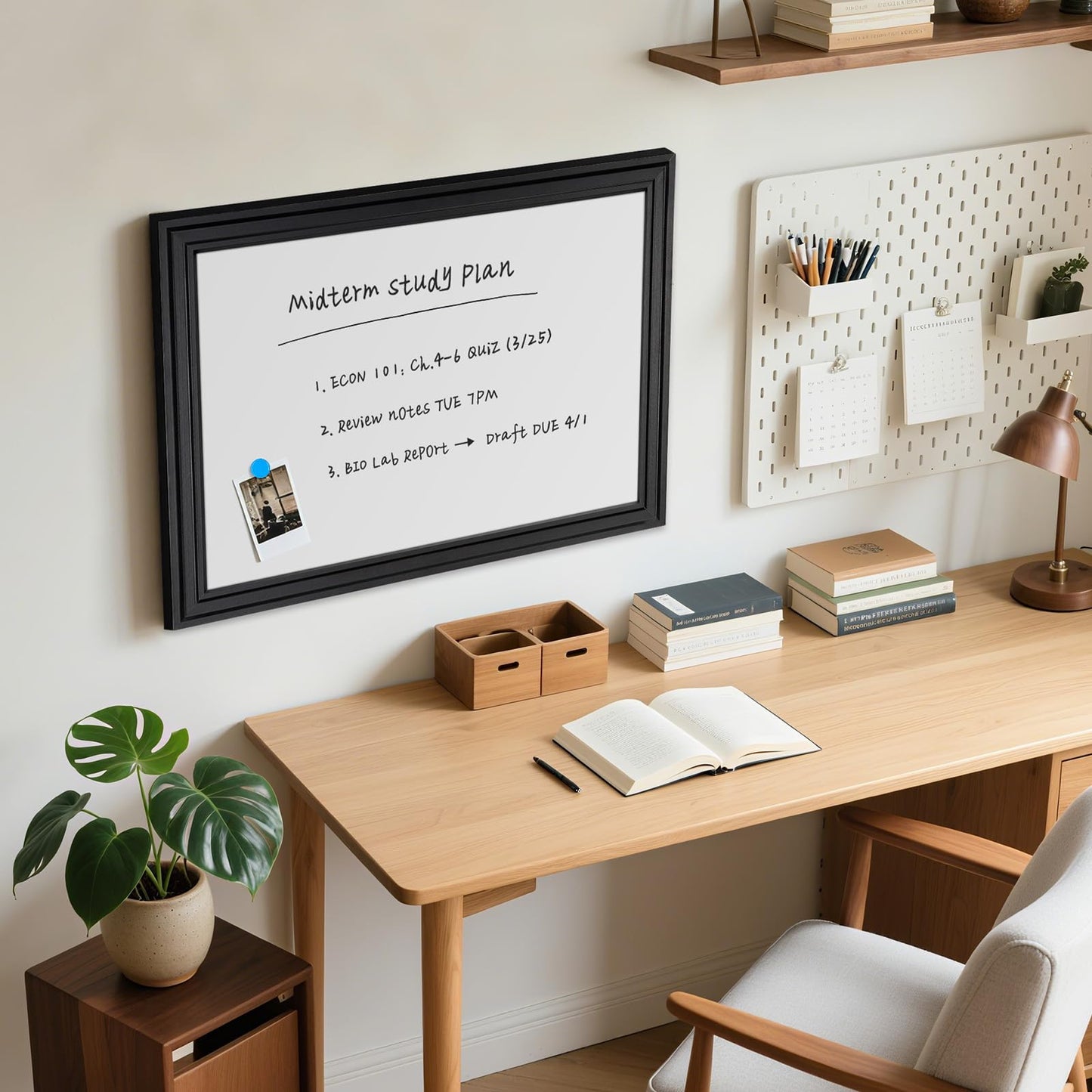 QUEENLINK White Board for Wall, 24''x18'' Magnetic Dry Erase Board, Decorative Whiteboard with Black Wooden Frame, Hanging Writing Board for Home Office School Dorm