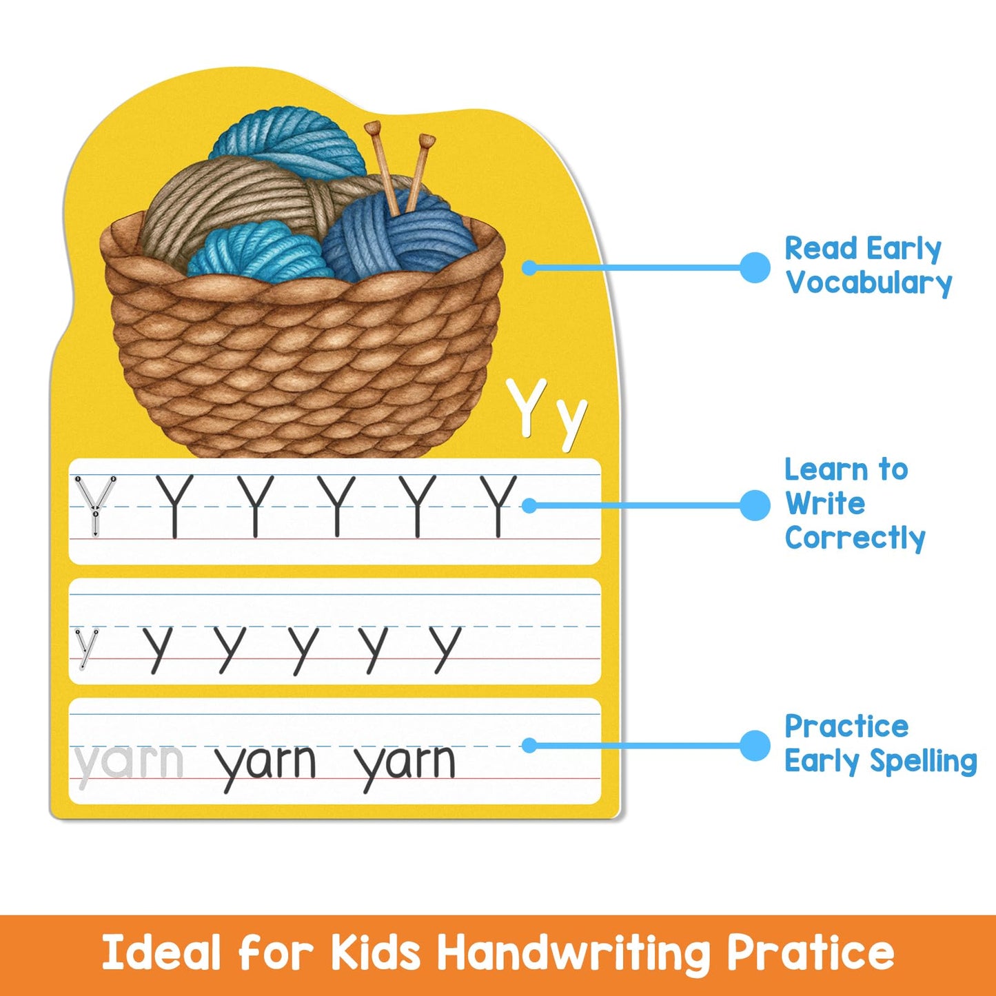 Alphabet Writing Practice Cards, Handwriting Letter Educational for Kindergarten & Grade 1-3, Double-Sided Printing for Trace Uppercase Lowercase Letters, 13 Dry Erase Cards, 26 Pages