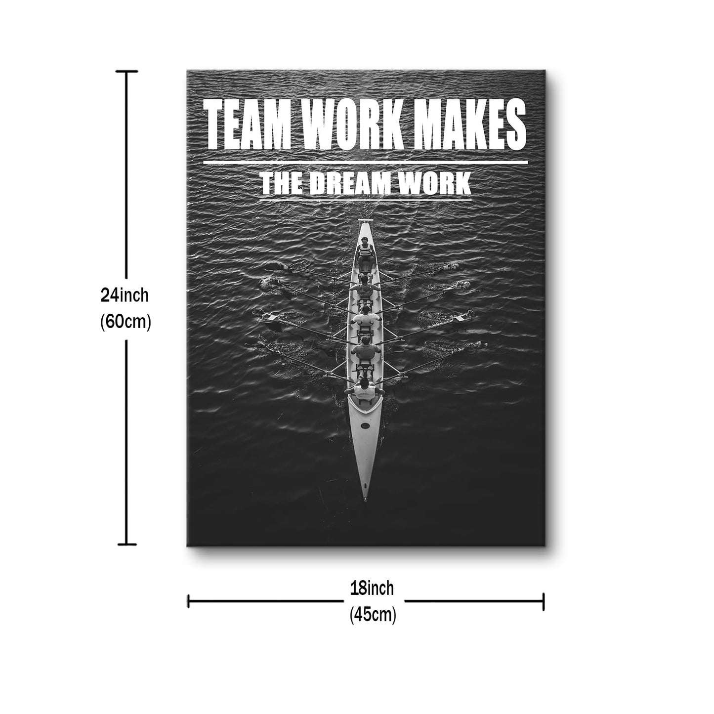 Motivational Canvas Wall Art Team Work Makes the Dream Work Print Poster Successful Entrepreneur Quotes Picture Painting for Office Class Room School Wall Decoration Stretched and Framed [18''Wx24''H]