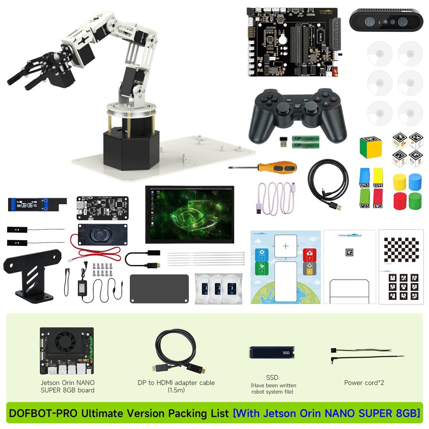 Yahboom 6DOF Robotic Arm 3D Recognition Scanning,Depth Camera Visual Recognition AI Visual Recognition Technology with Orin Nano Super 8GB Supports Large AI Model