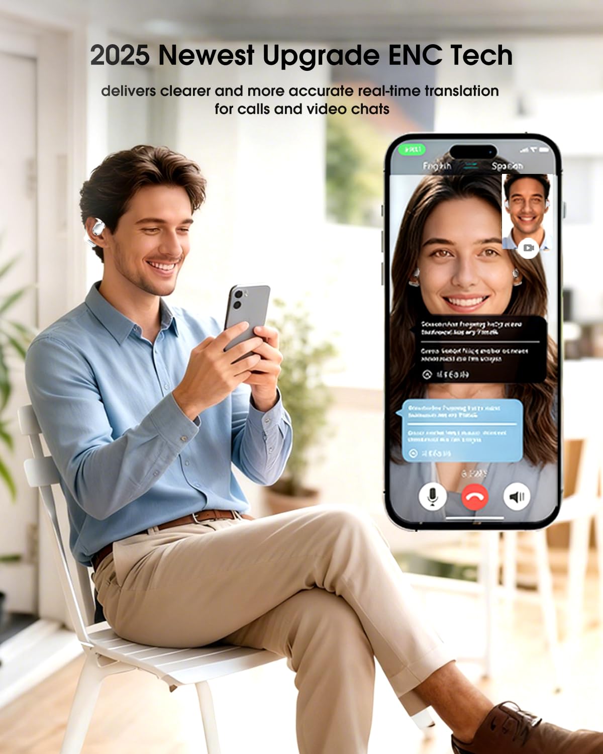 Translation Earbuds Wireless Bluetooth Headphones - Real-time Interpreter Language Translator Ear Buds with APP No Subscription, Touch Control Operate Fit Travel, Learning, Video Call Translating