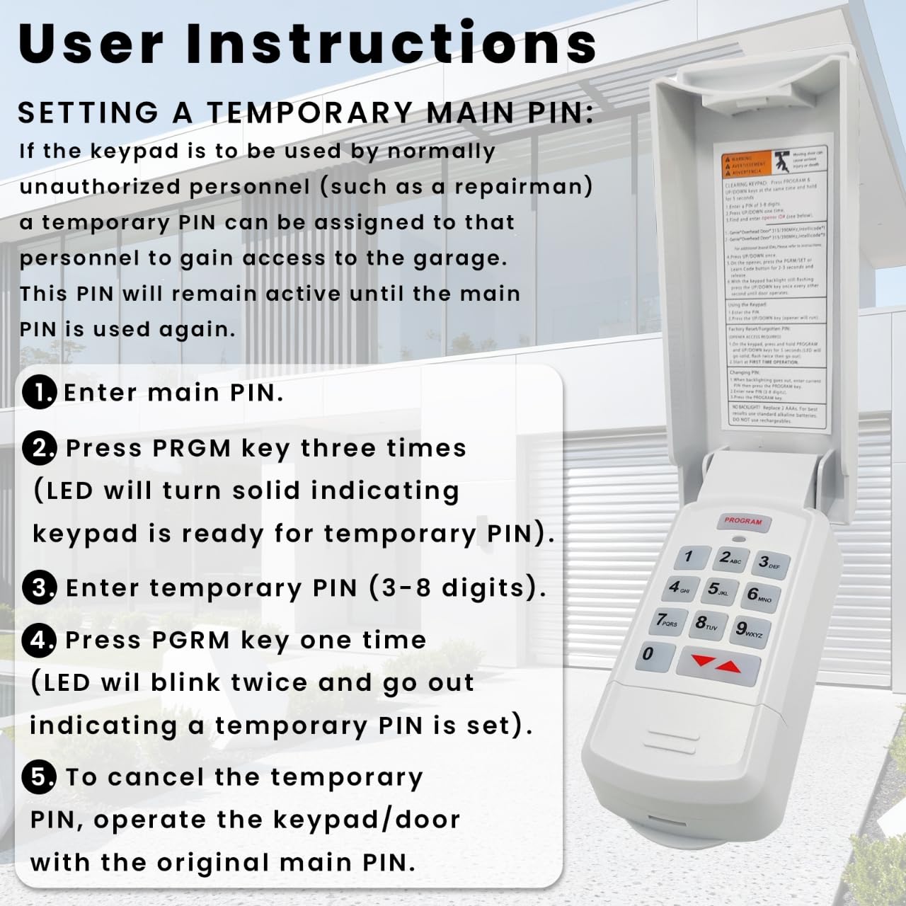 XDTKML for Genie Garage Door Opener Keypad Compatible with All Genie Intellicode Overhead Door Codedodger and Dip Switch Opener for 1995-Current Models 315/390MHZ Wireless Keyless Keypad Replacement