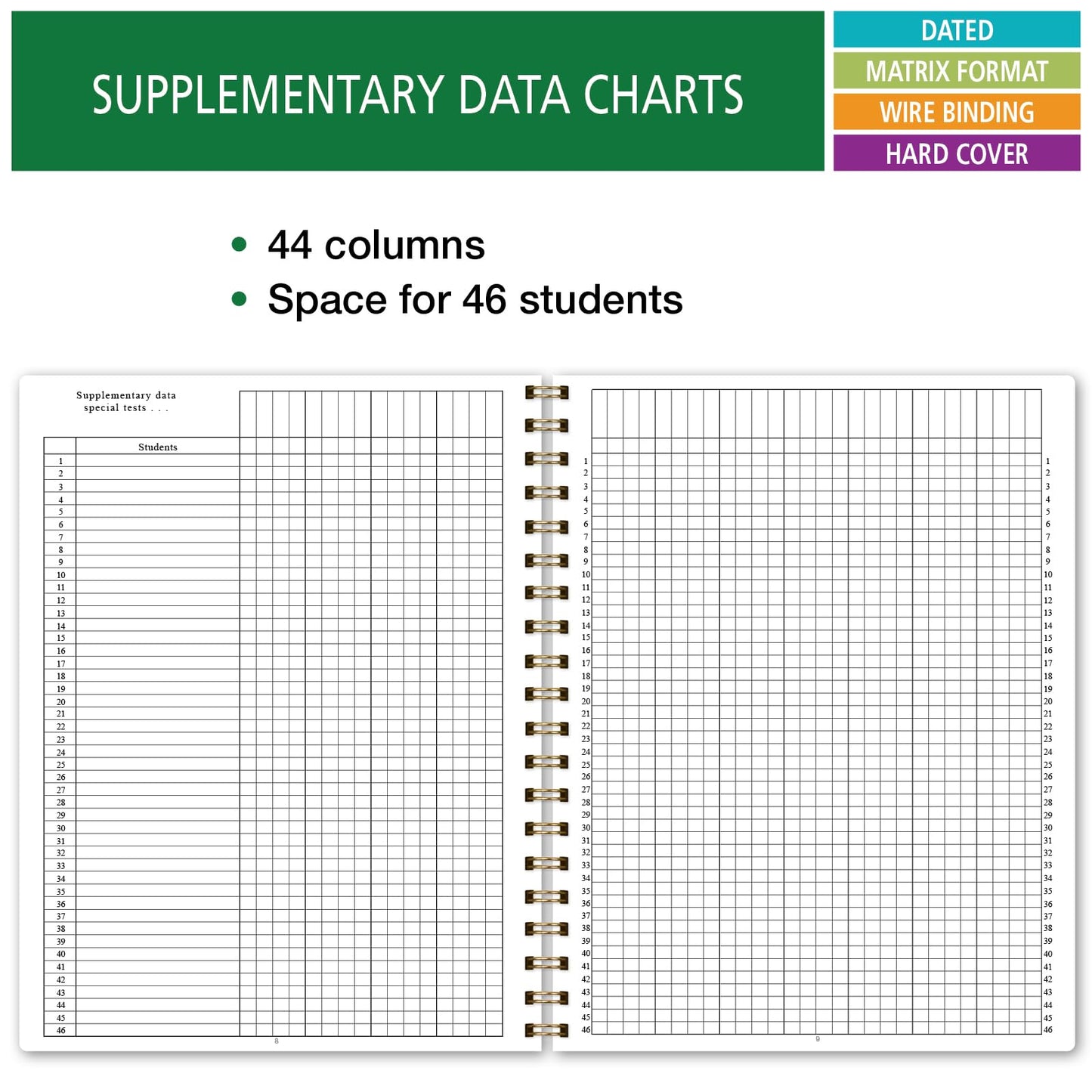 Elan Publishing Company HARDCOVER 7 Period Dated Teacher Lesson Plan; Days Horizontally Across The Top Dated for 2026-2027 Academic Year with Bonus Clip-in Bookmark (Tree Seasons)