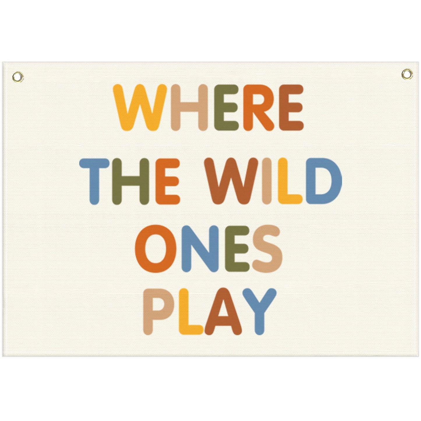 Nursery Rectangular Canvas Banner Flag-Where The Wild Ones Play Wall Sign Decor for Bedroom Playroom Babyroom Outdoor,Baby Shower Baptism Christmas Gift for Baby Boys Girls Kids-28.5"L×20"W