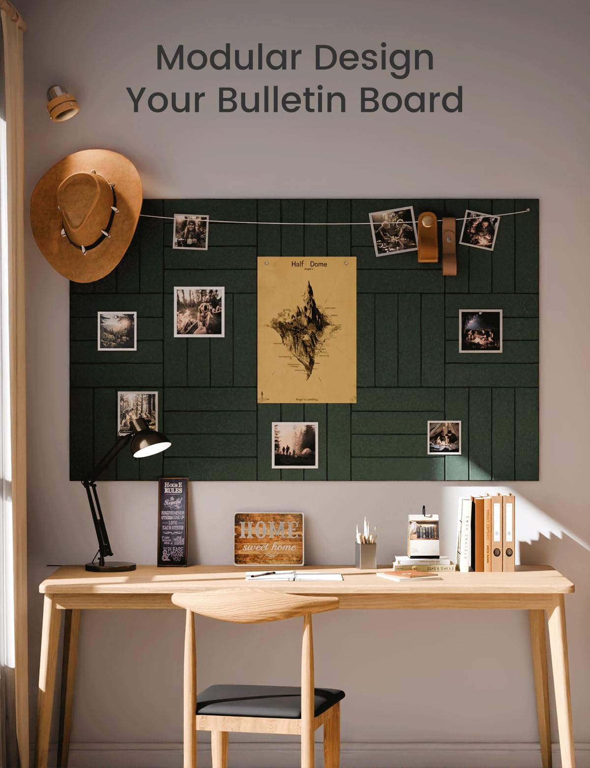 Fluxynara Large Felt Bulletin Board 48" x 36" Cork Board Alternative-12 Pack with 70 Safe Removable Adhesive Tabs, Cork Boards for Walls Cork Board for Home Office Classroom Pin Board- Pine Green