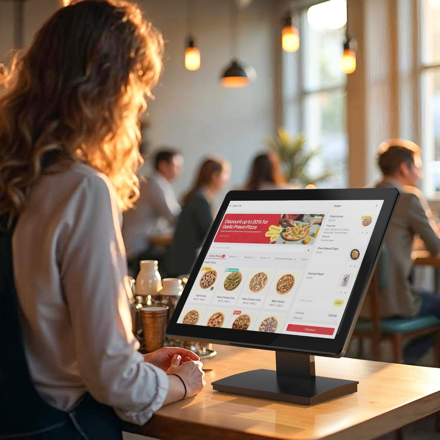 NewHail 17 inch POS Touch Screen Monitor, Full HD 1280 x 1024 Capacitive Touchscreen with HDMI/VGA Input, Heavy-Duty Metal Stand, for Retail, Restaurant, Bar, Gym, Warehouse and POS System