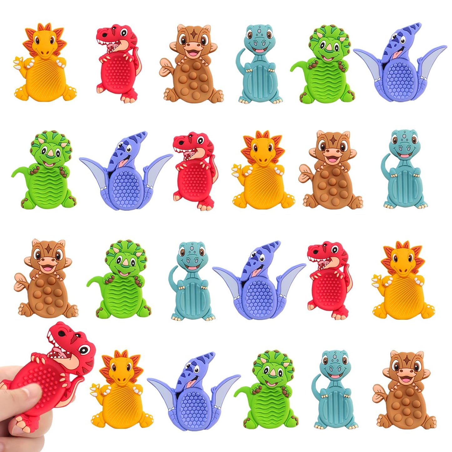 24Pack Dinosaur Sensory Fidget Stress Toys for Kids Classroom, Autism Calming Special Education Must Haves Travel Essentials, Valentine's Day Cards Gifts for Party Favors Class Birthday 3 5 7 Boy Girl