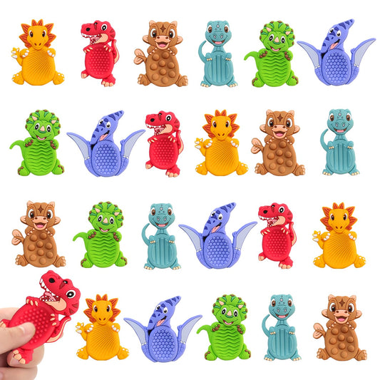 24Pack Dinosaur Sensory Fidget Stress Toys for Kids Classroom, Autism Calming Special Education Must Haves Travel Essentials, Valentine's Day Cards Gifts for Party Favors Class Birthday 3 5 7 Boy Girl