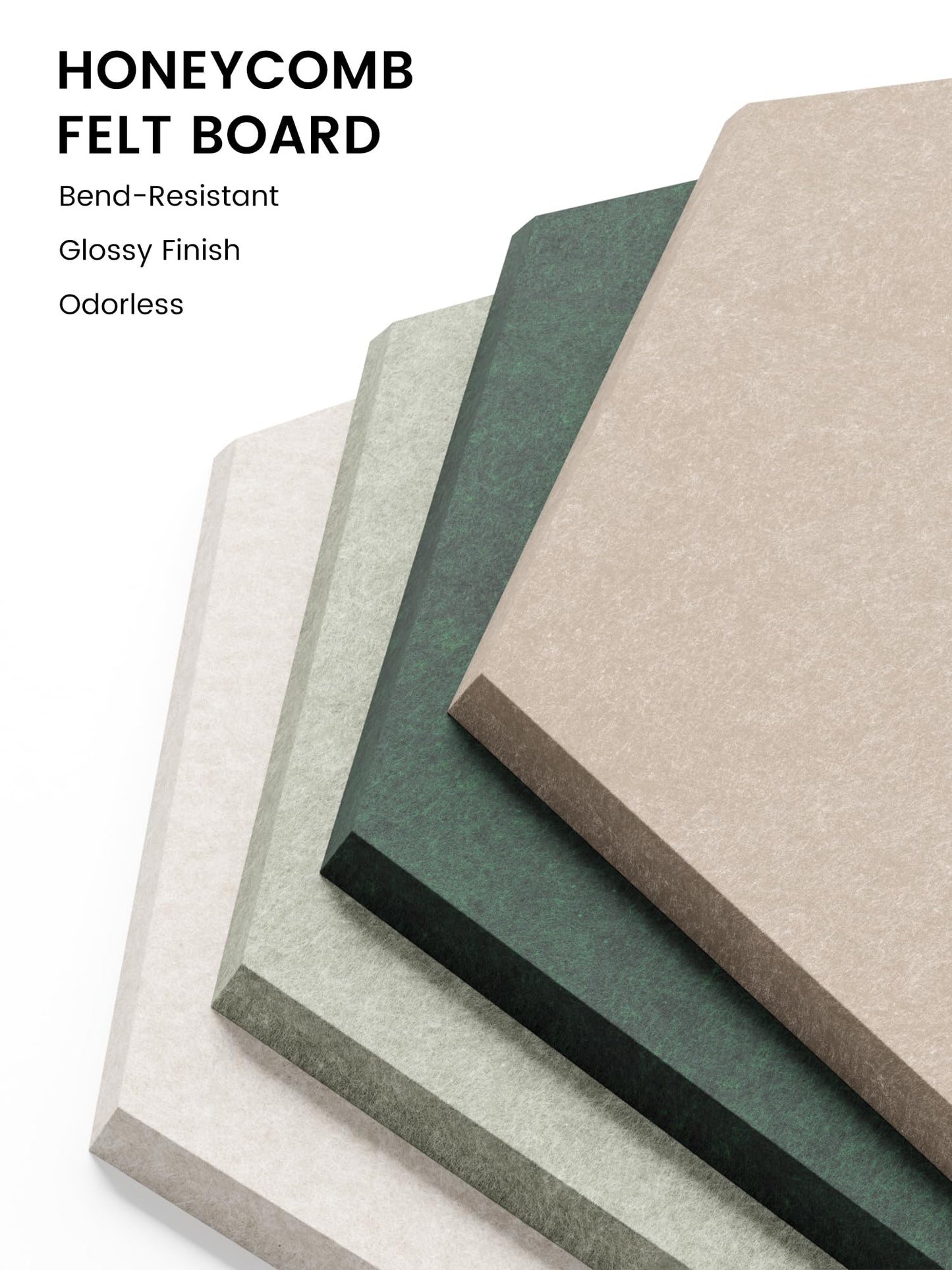 Fluxynara Hexagon Cork Board Alternative for Walls Decor-8-Pack Felt Bulletin Board Tiles,with 30 Pushpins,50 Adhesive Tabs for Office,Classrooms & Home Pin Board Felt Board-Nordic Moss