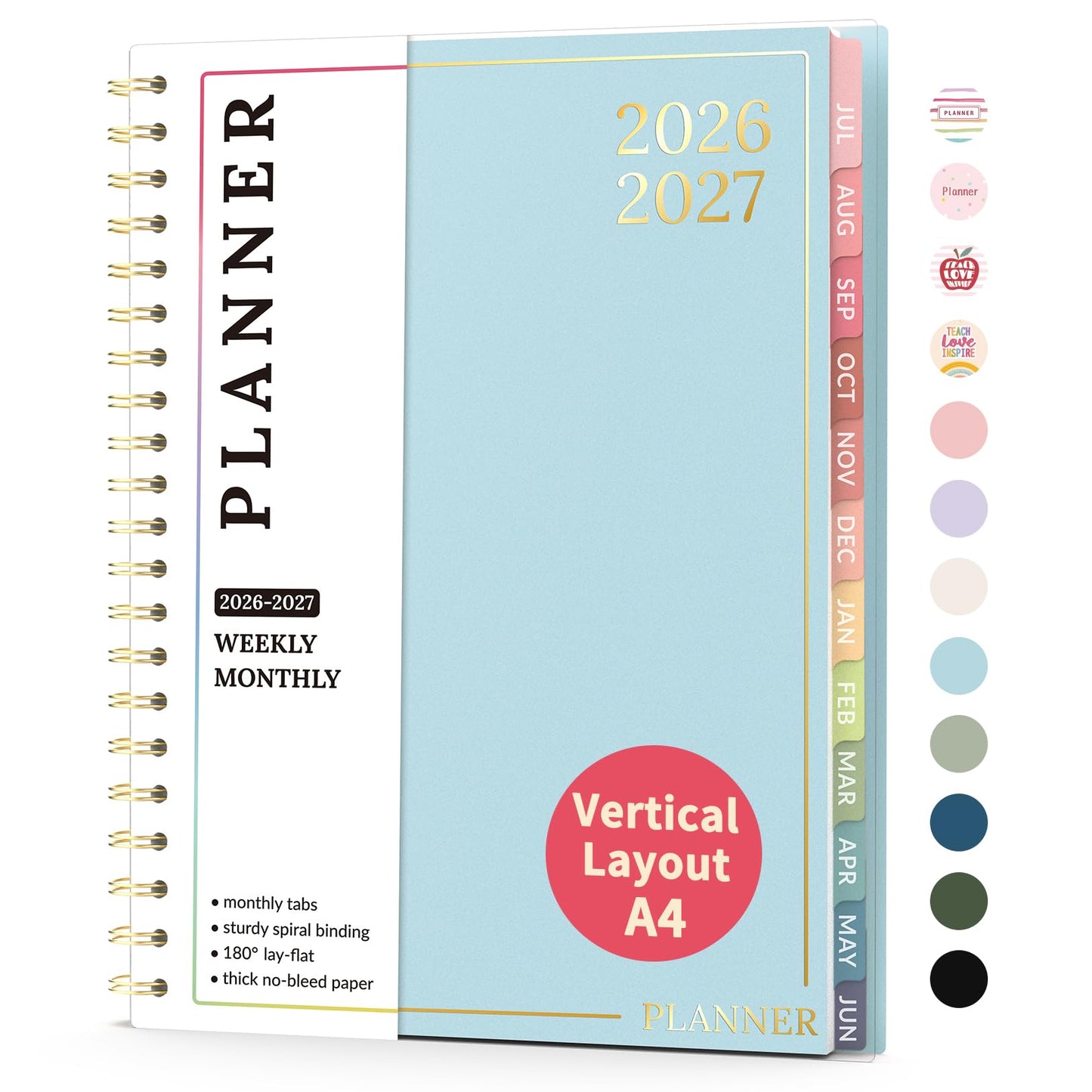 Teacher Planner 2026-2027, Forvencer Academic Planner 2026-2027, Jul 2026 - Jun 2027, 8.5"x11", Weekly & Monthly Planning Book with 7 Periods, School Agenda for Teacher Student Homeschool, A4, Blue
