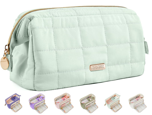 Sooez Large Pencil Case Pouch, Soft Pencil Bag with Zipper, Pen Bag Wide Opening, School Supplies Cute Pencil Case for Girls Boy Men Women, Soft Green