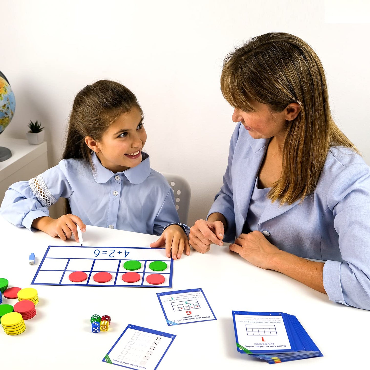 130 PCS Jumbo Magnetic Ten Frame Set, Ten Frames Class Set, Math Manipulatives for Kindergarten, PreK, Preschool, Math Counters, Games for Kids, Magnetic Counters, Teacher and Homeschool Supplies