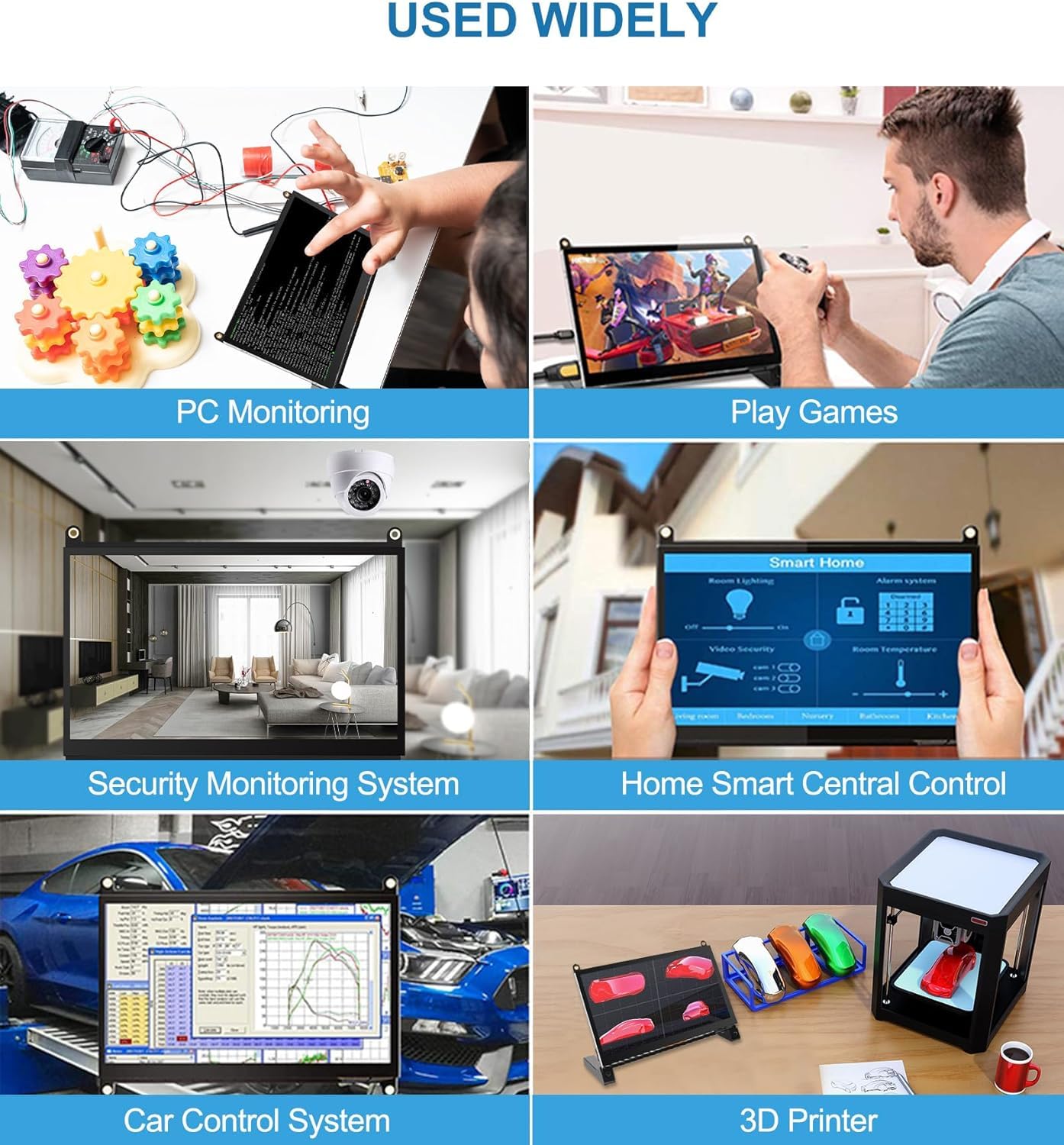 NLIEOPDA 7 Inches Touchscreen Monitor, HD 1024×600 IPS LCD Capacitive Touch Screen Compatible with R Pi 4B/3B+/3B/2/1B+/Zero Ora Pi 5 Por/3 Plus/3B/4B Ban Pi and Windows 10/8/7 (CX-070-A2 US)