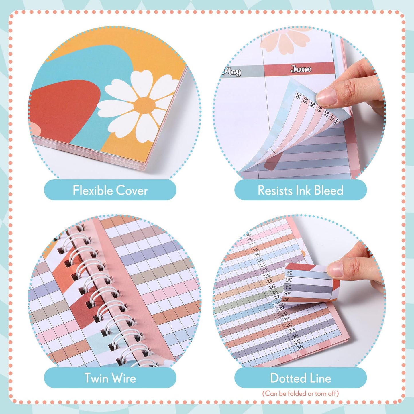 Fuyoooo Teacher Record Book Teacher Grade Books 2026-2027 Spiral Bound Record Planner 2026 Class Grade Book Office Favors for Classroom Attendance Decoration Double Sided(Retro Groovy)
