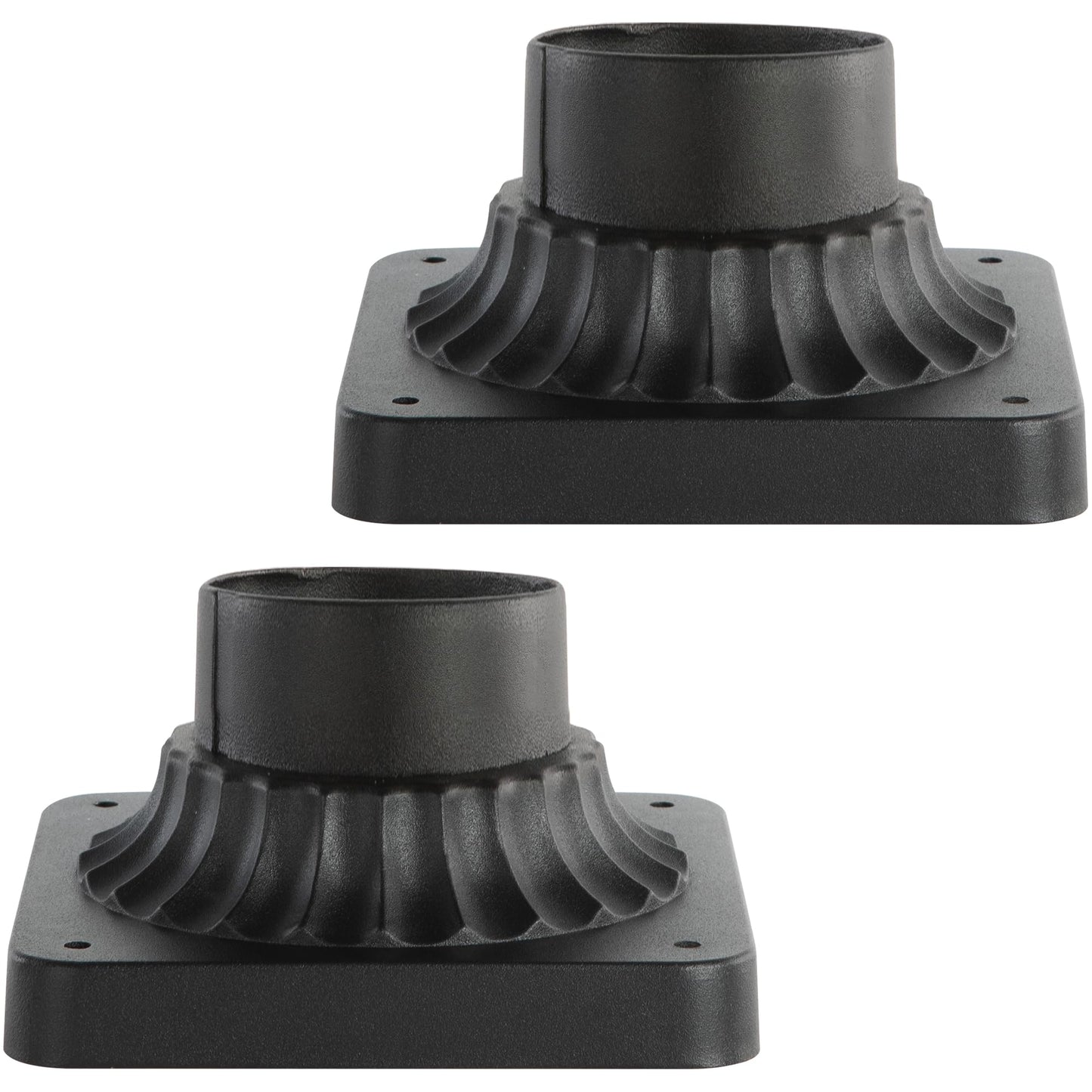 LUTEC Outdoor Post Light Mounting Base 2 Pack, Cast Aluminum, Matte Black, Model 9700008012-2pcs