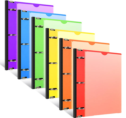 INFUN 1 Inch Telescoping 3 Ring Binder,6 Pack–Flexible Binder with Customizable Front Cover and Clear Catalog Pocket, 225 Sheet Capacity,Assorted Colors–Perfect for School, Office & Home