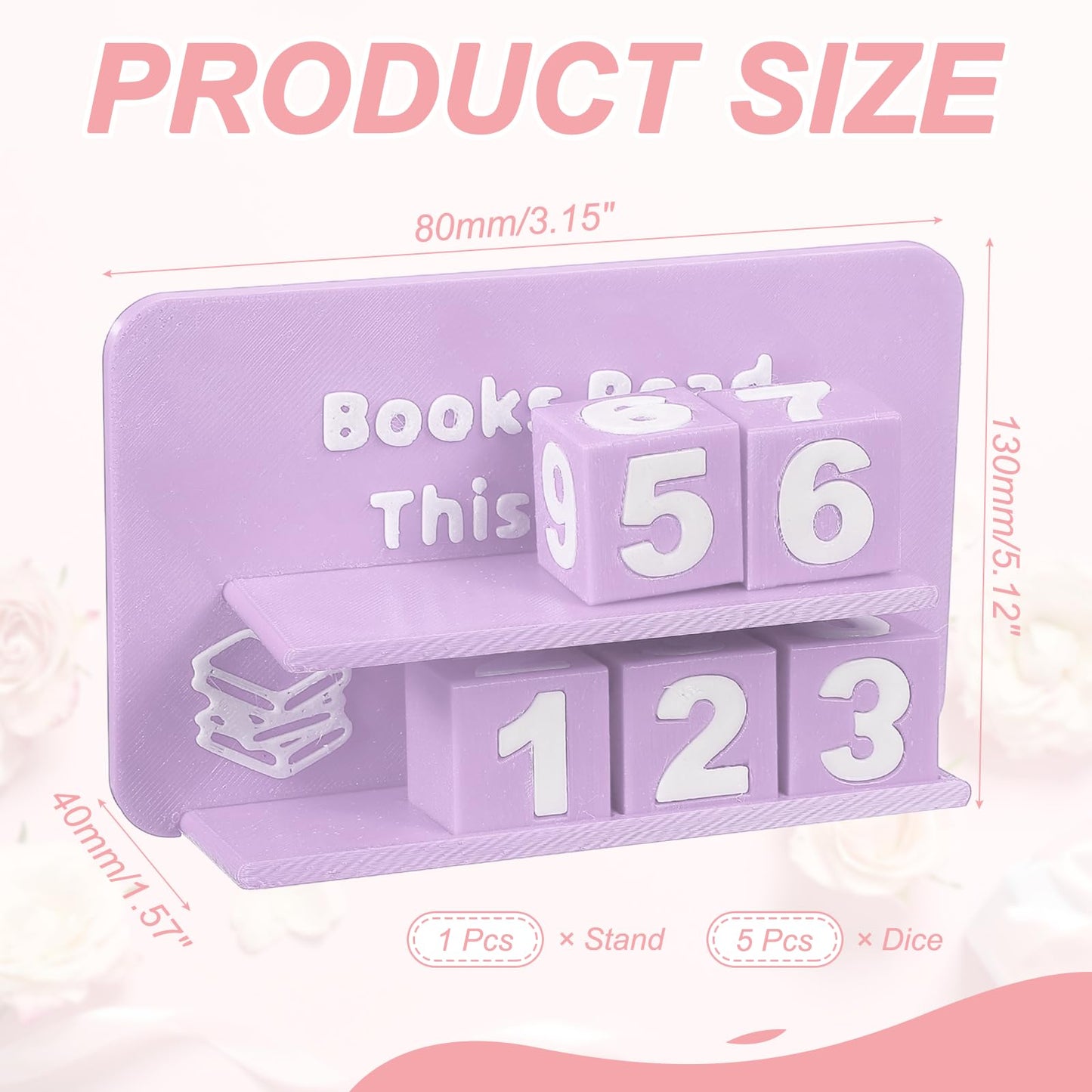 PATIKIL Books Read This Year Tracker, 3D Reading Challenge Counter Sign Library Bookshelf Decor Reading Challenge Number Up to 999 Books Gift for Reader Book Lovers Teachers, Lavender