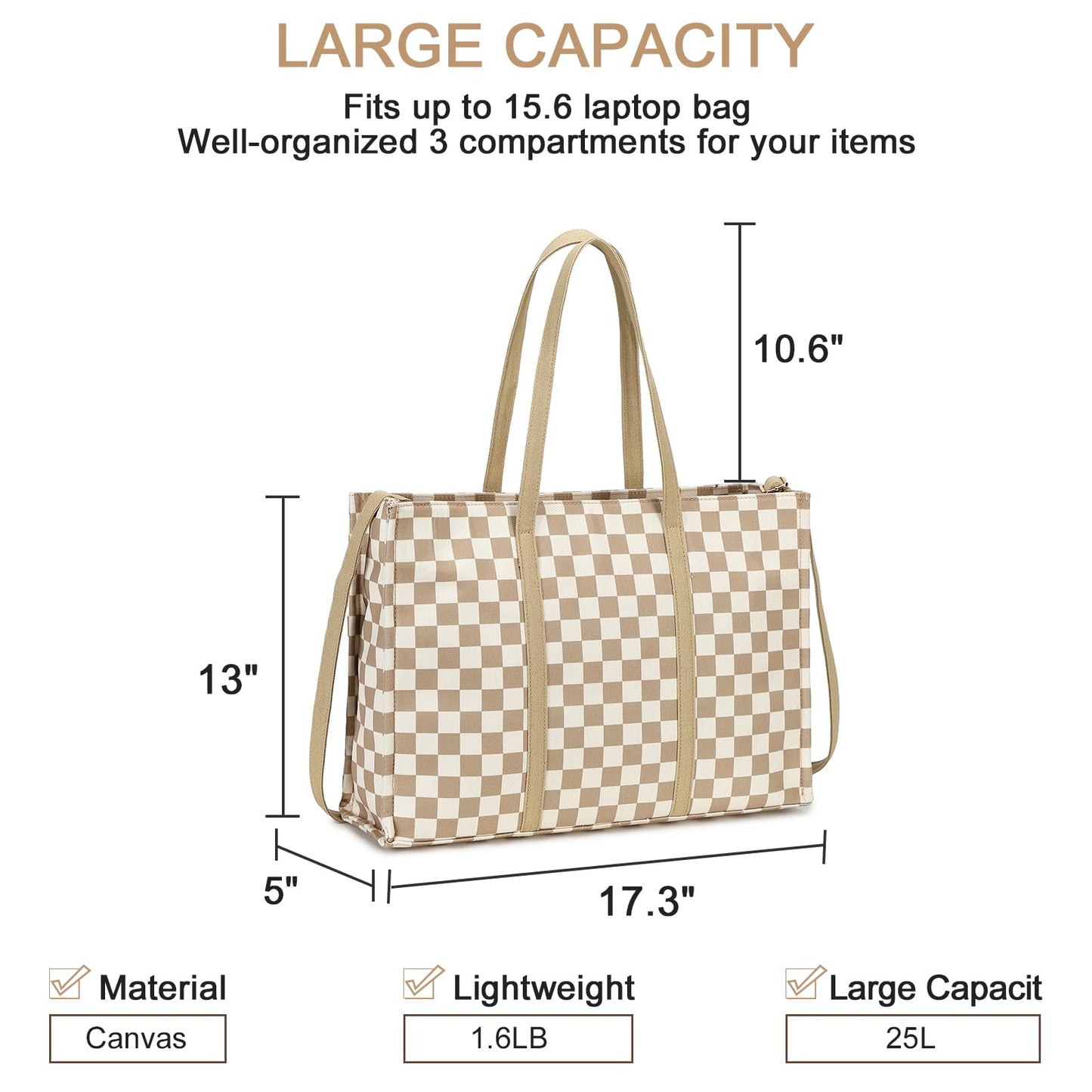 Laptop Tote Bag for Women Work 15.6 inch Canvas Shoulder Bags Computer Messenger Purse Teacher Handbag Office Briefcase