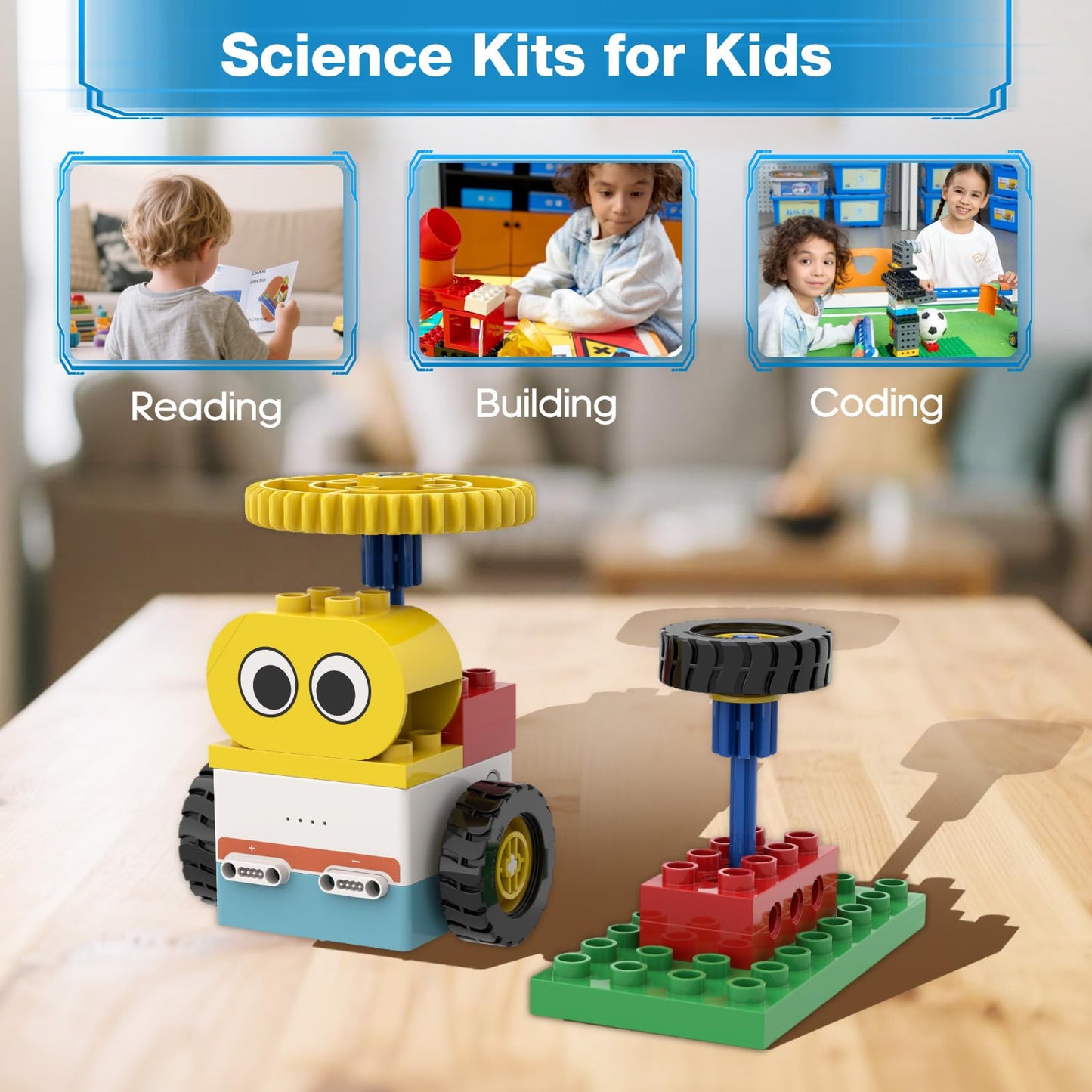 ICreateRobot 10-in-1 ICBlocks Screen-Free Coding Robot Kit for Kids, 85+ PCS Science Kits, Stem Robotics Building, Educational Coding Projects Gifts for Boys & Girls Ages 3-6 Years