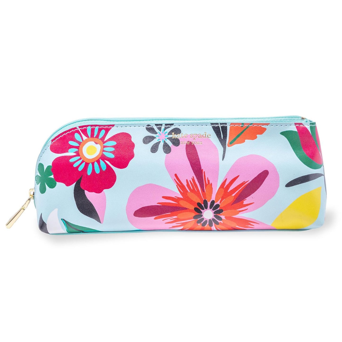 kate spade new york Pen and Pencil Case with Supplies for Adults, Zip Pouch Includes 2 Pencils, Sharpener, Eraser, and Ruler (Safari Floral)