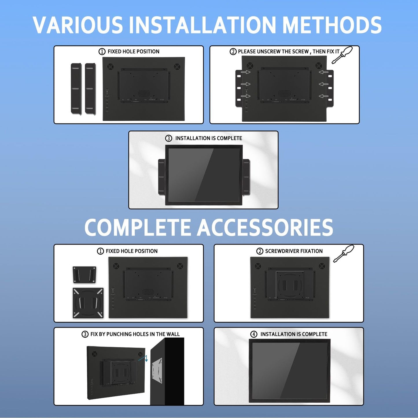 VSDISPLAY 15 Inch 1000 Nits High Brightness Touch Screen LCD Monitor 1024x768 IPS Outdoor Industrial Display with H/D DVI VGA Video Input