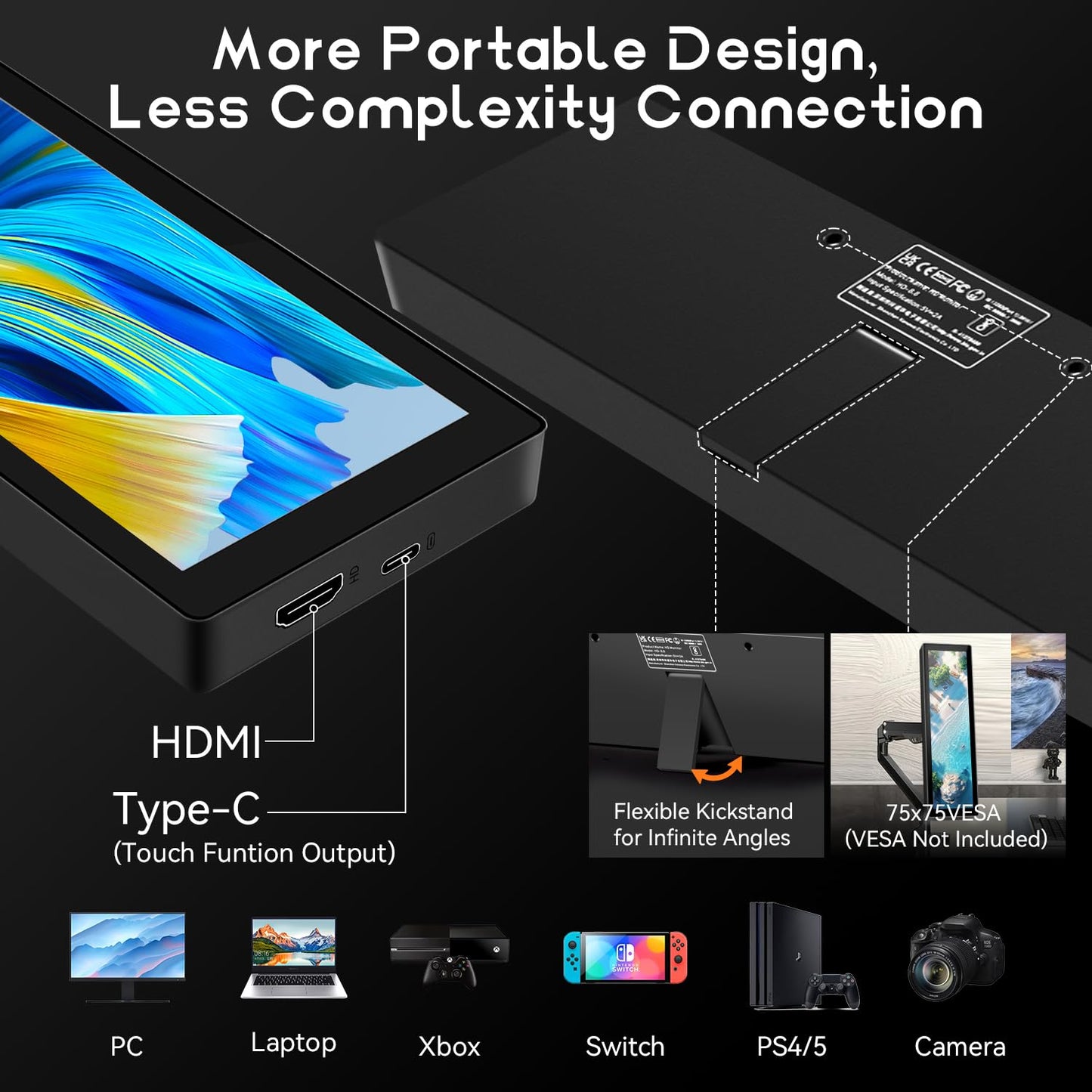 AISHICHEN Mini Monitor for PC, Upgraded 8.8 Inch Small Touchscreen Monitor 1920x480 Stretched Bar Monitor, Sensor Panel Temperature LCD Display, IPS USB Mini Screen for RPi, AIDA64 ARGB Computer Case