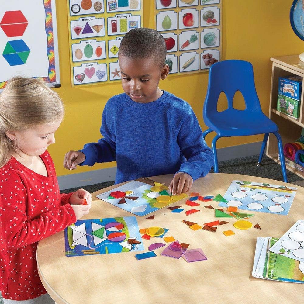 Learning Resources Shapes Don't Bug Me - Geometry Activity Set - 136 Pieces, Ages 5+ Learning Math Games for Kids, Back to School Activities, Classroom Games for Teachers