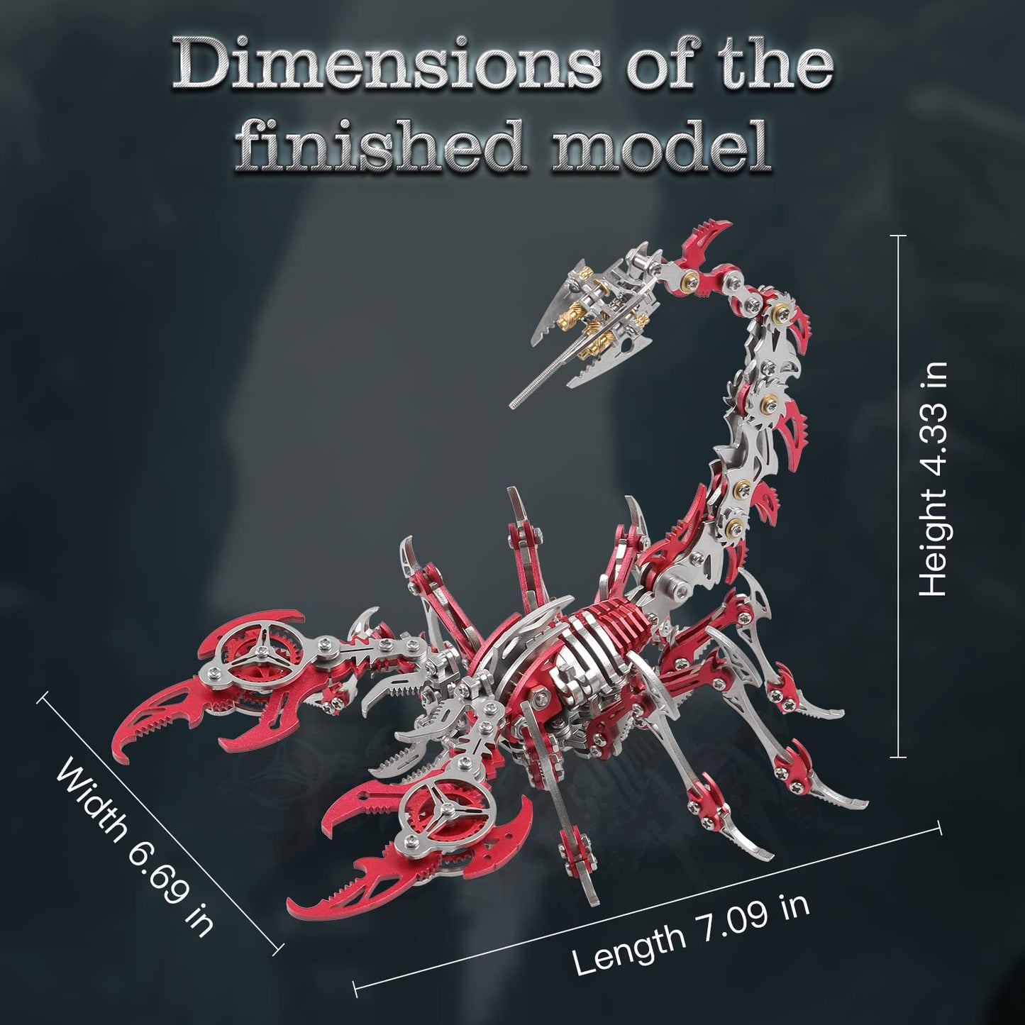 Metalkitor Scorpion 3D Metal Puzzles Kits for Adults Teens – 454 Pcs – Mechanical Assembly Models – 4 Hours to Build – Ideal for Gifts and Decorations (Red)