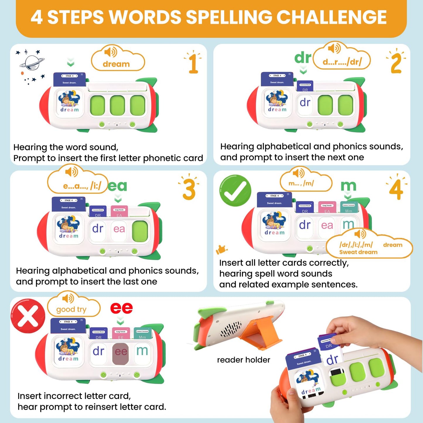 Phonics Flash Cards for Kids 3-8 - Learn to Read, Letter Sounds & Word Blending, Master Math Challenge- Homeschool Classroom Phonemic Awareness Toy, Preschool Kindergarten Learning Activities Gift