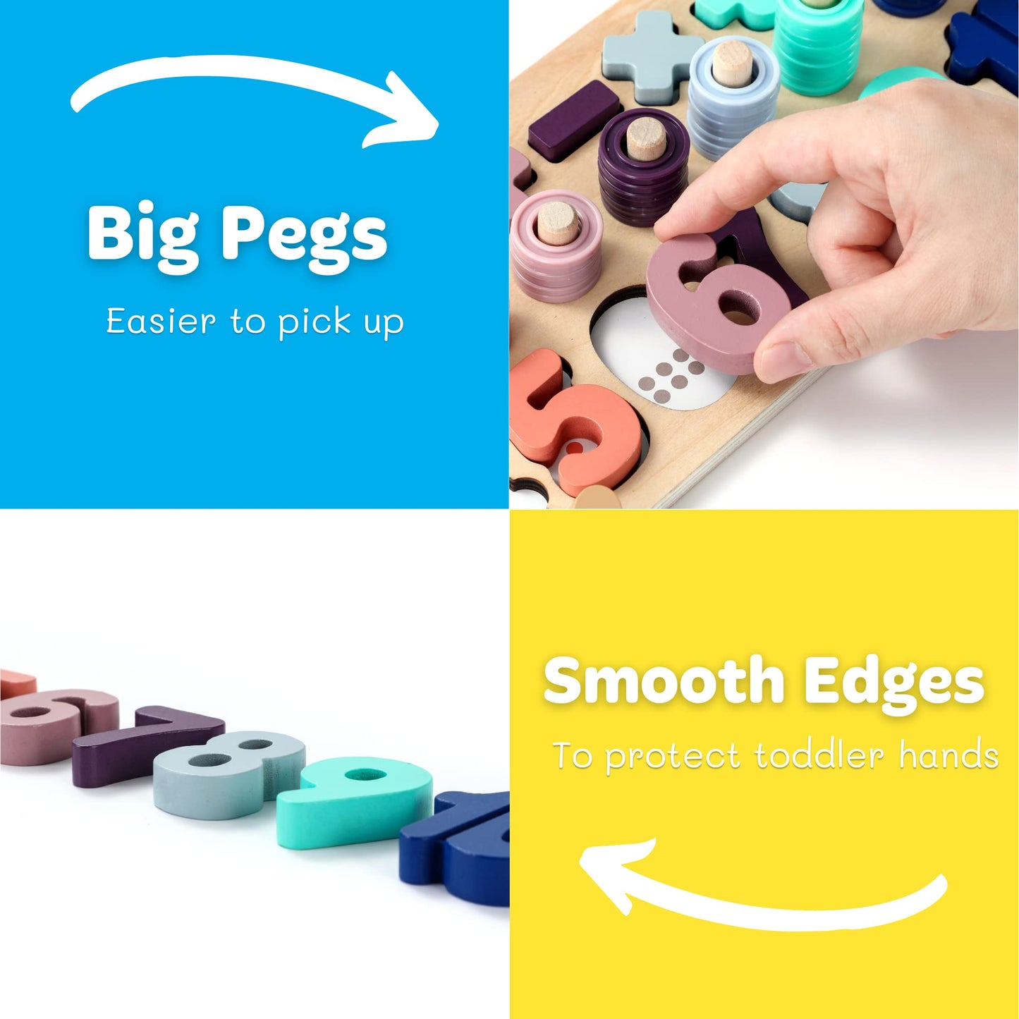 GeroCrew Toddler Montessori Toys Teaches Number, Counting, Math, Stacking Fun Preschool Learning Activates for Boy and Girl | Year Old Boy Gifts and Beyond! (Macaron)