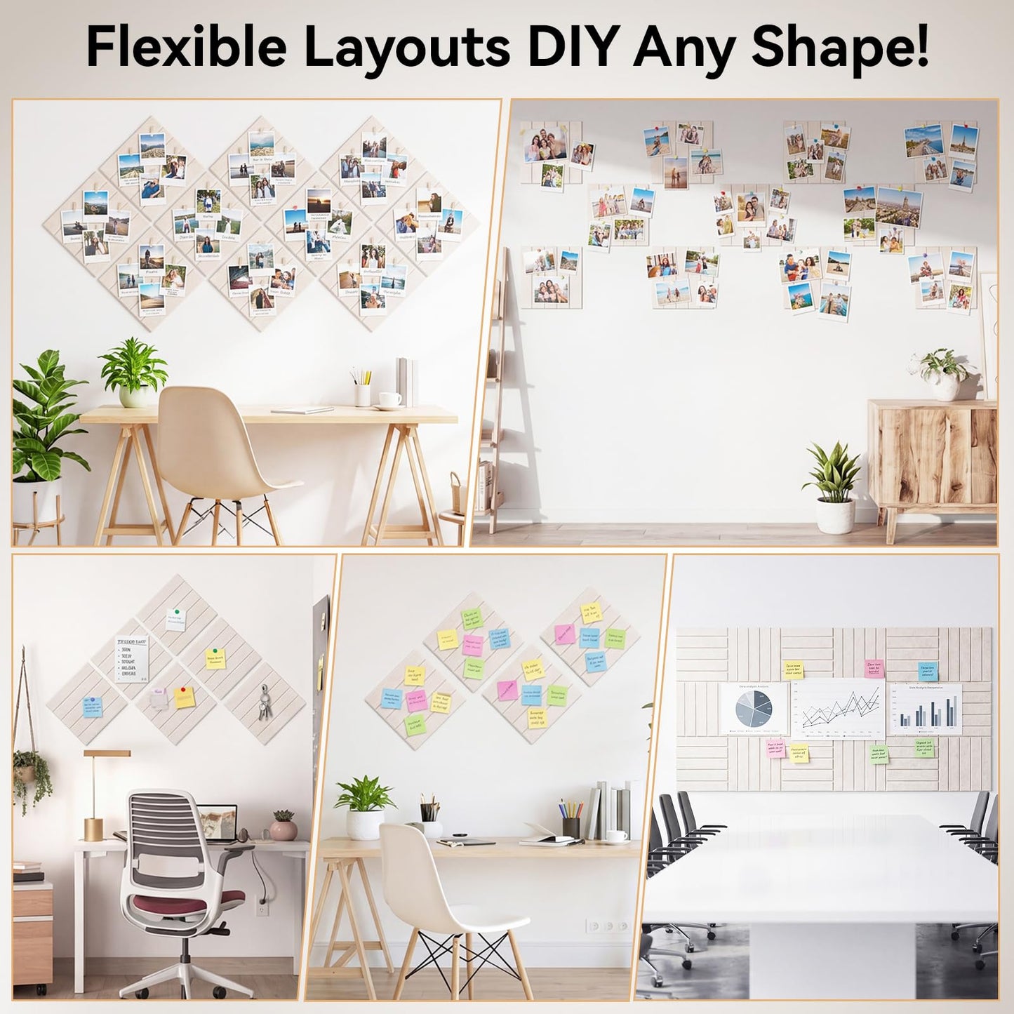 Fuyoooo 18 Pack Large Felt Bulletin Board 71"x36" Cork Board Alternative Jumbo DIY Decorative Pin Wall Panel Self-Adhesive Reusable Bulletin Wall Panels for Home Office Classroom 30x30cm Each (Khaki)