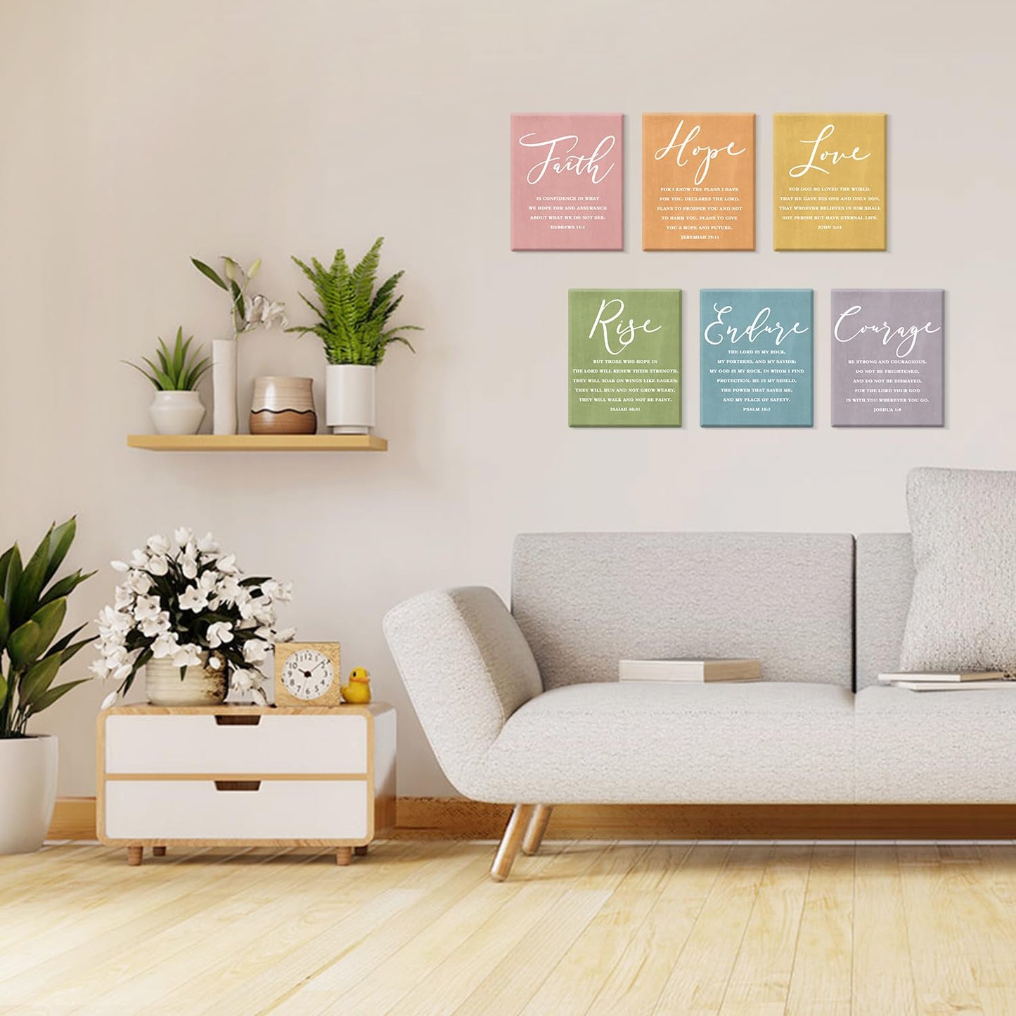 CHDITB Faith Hope Love Bible Verse Wall Art, Set Of 6 Prints Religious Prayer Wall Art, Scripture Quote Canvas Painting, 8x10 Inches Bible Saying Artwork Christian Art Prints For Living Room Bedroom