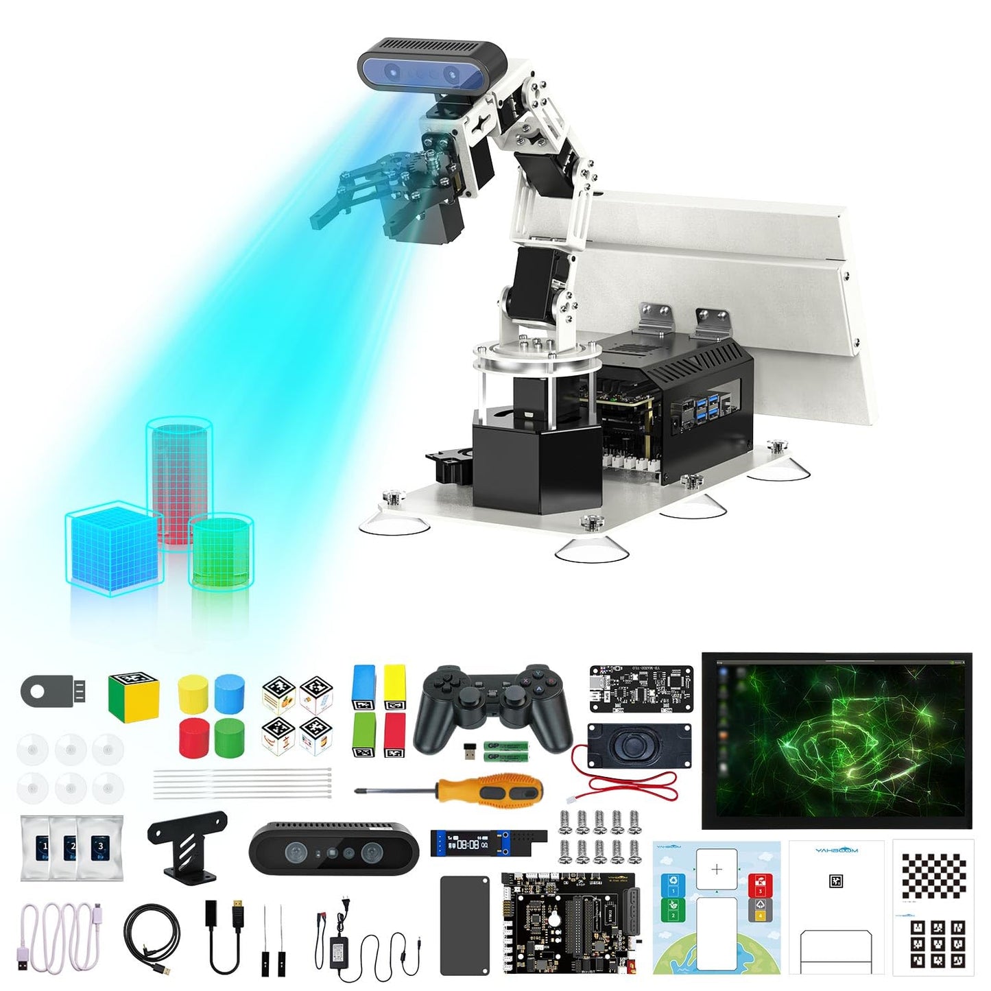 Yahboom Jetson Orin NX Super 16GB 157Tops Robotic Arm 3D Recognition Scanning, Depth Camera Visual AI with Display Supports AI Voice Interaction