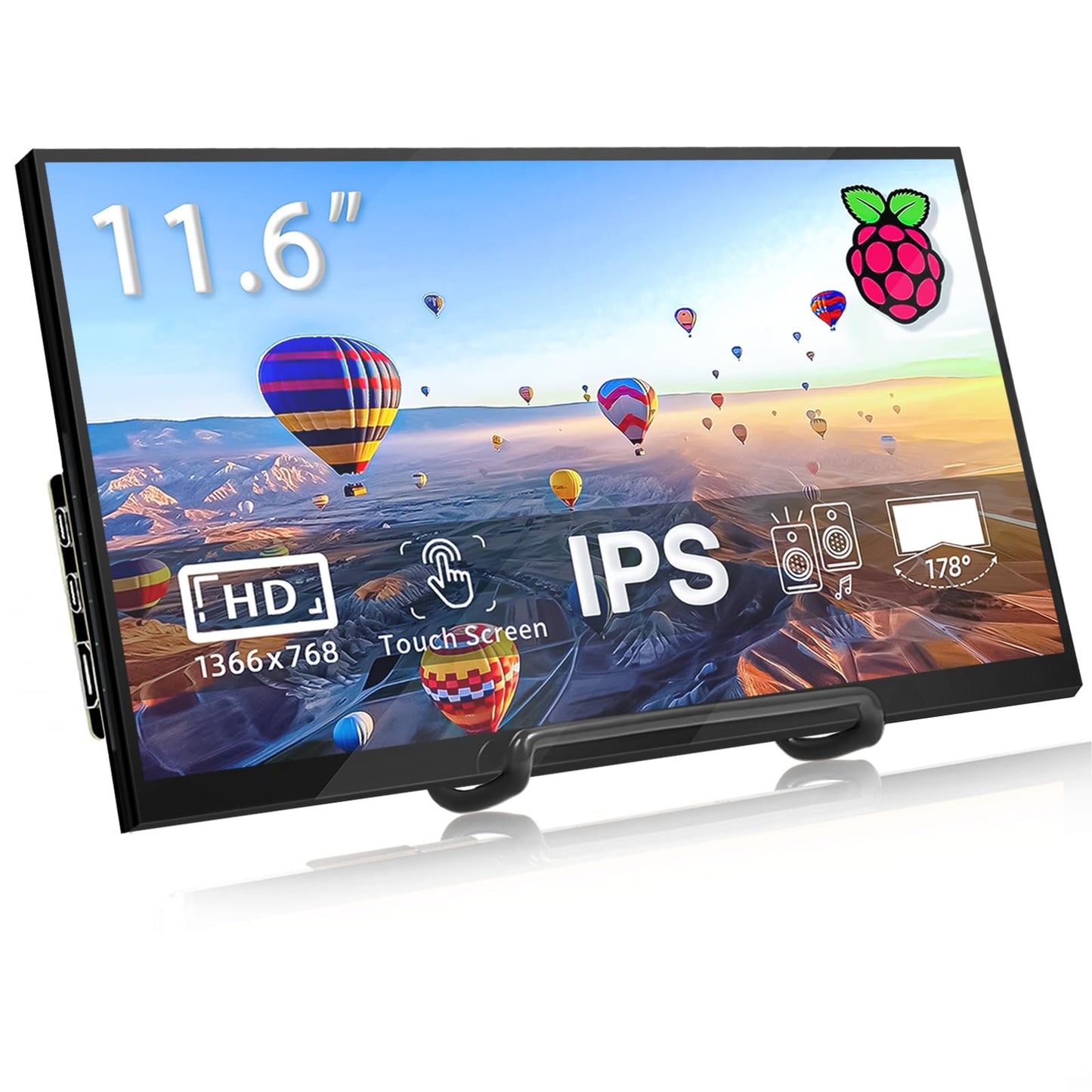 HAMTYSAN 11.6 Inch Raspberry Pi Screen FHD 1366x768 Touchscreen Monitor IPS Second Screen Display with Dual-Speakers for Raspberry Pi 5/4/3/2/ Win11/10/8/7 Jetson Nano