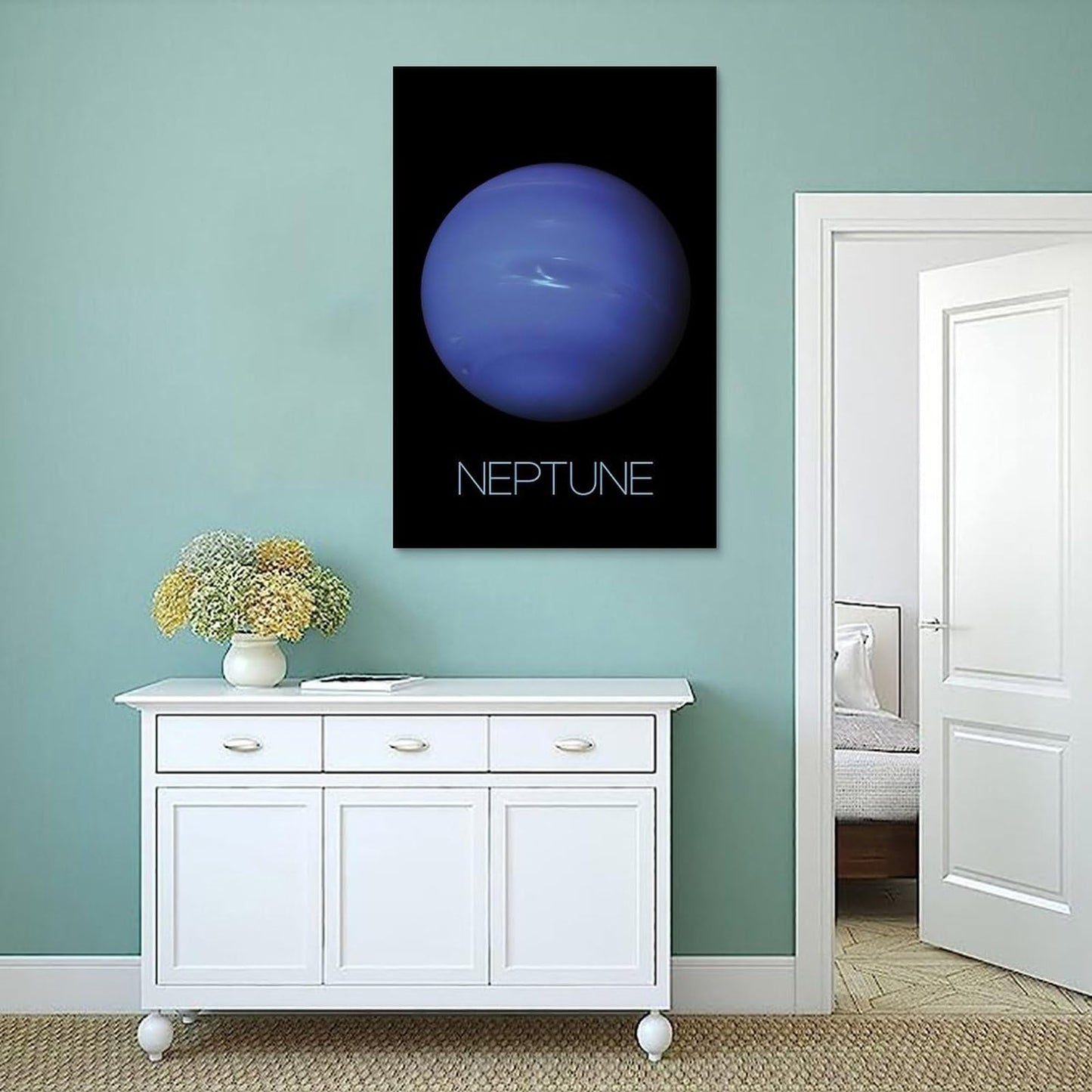 XIAOLOUTINYU Solar System Canvas Wall Art - Neptune Planet Space Poster for Kids Room Bedroom Classroom, STEM Educational Astronomy Decor, Science Gift for Boys Girls Teens, 16x24 Inch Unframed