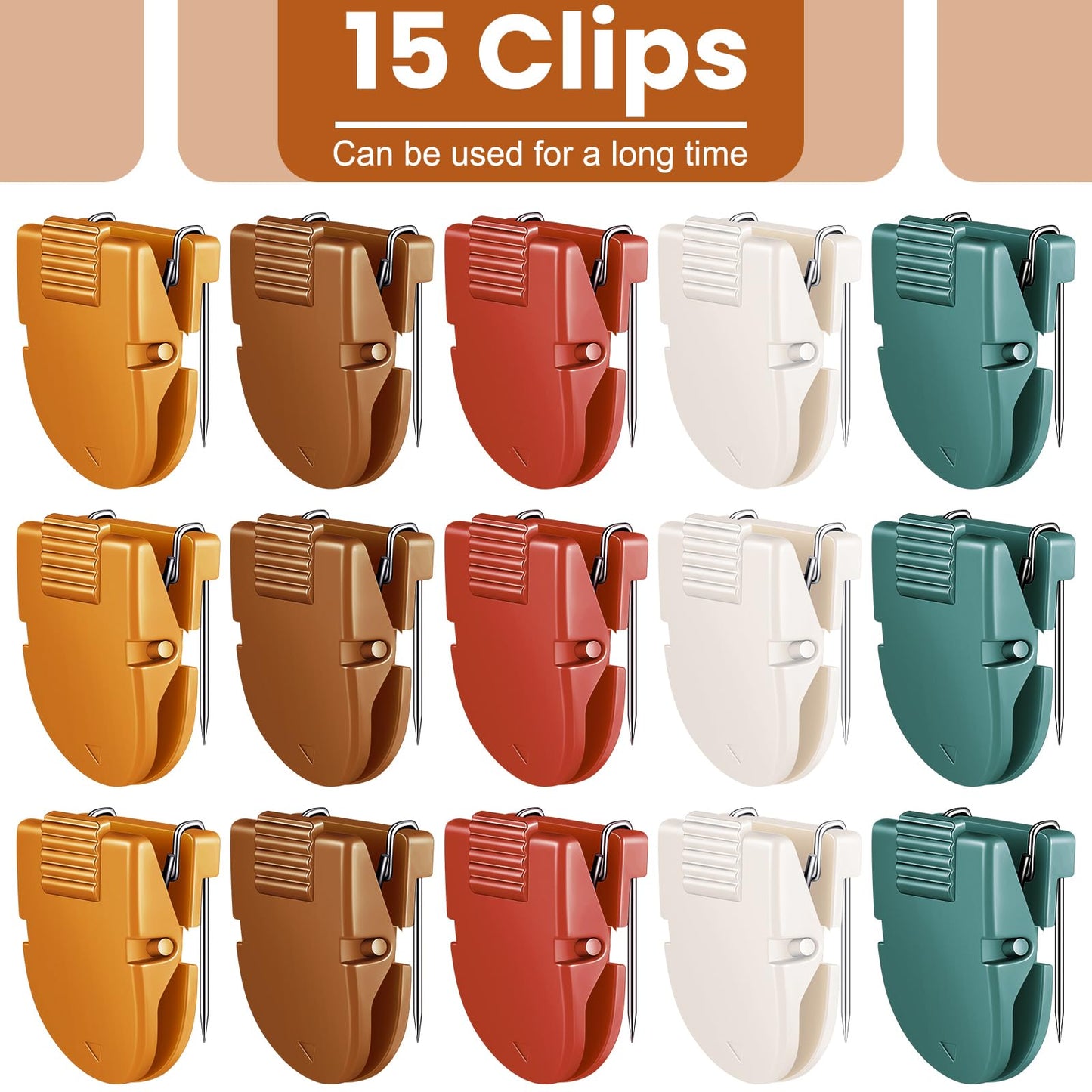 Feifeiya 15 Pcs Cubicle Clips Fabric Panel Cubicle Accessories Fabric Partition Panel Wall Clip Office Photos Wall for Notes Memos Standard Size, 40-Sheet Capacity (Burnt Orange)
