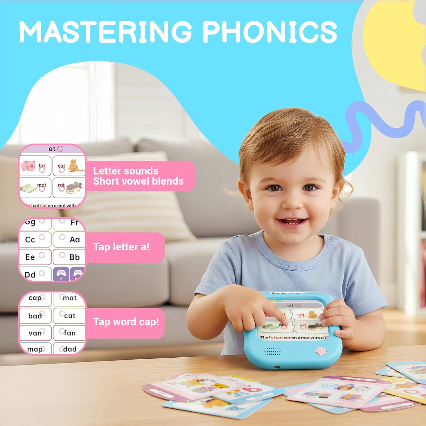 QuTZ Talking Flash Cards, Phonics Flash Cards, Learn to Read with 166 Pages, 29+ Themes, 800+ Words & Fun Facts, 700+ Interactive Games, Toddler Learning Toys for 3-6 Year Old
