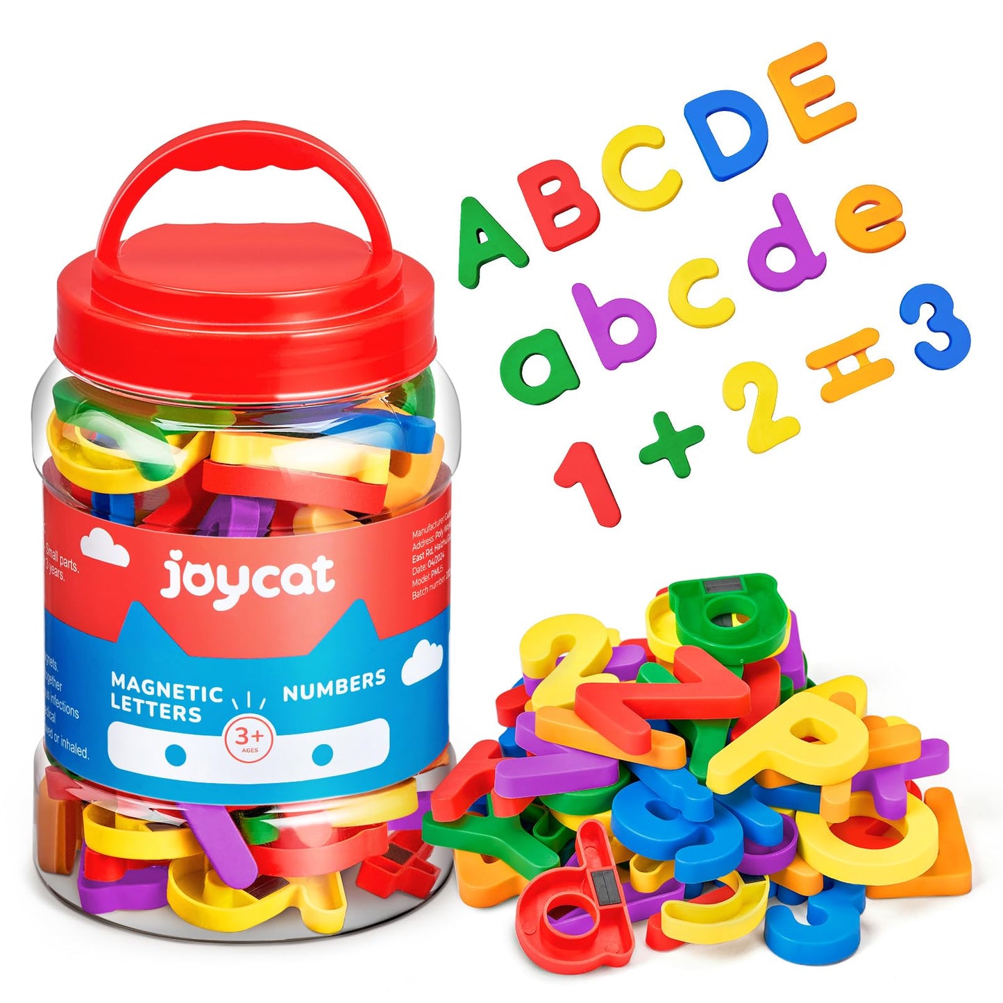 JoyCat 104 Pieces Magnetic Letters Numbers Alphabet Fridge Magnets ABC 123 Preschool Educational Learning Plastic Colorful Toy Set Uppercase Lowercase Math Symbols for Toddlers Kids 3+
