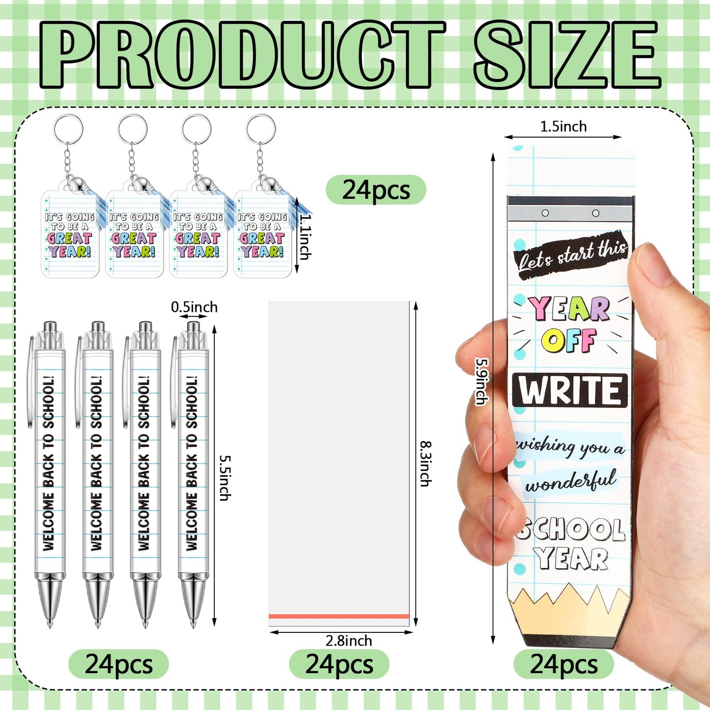 Tenceur 30 Set Bulk Back to School Gifts for Students Notebook Themed Ballpoint Pens Keychains and Cards Set First Day of School Gifts Supplies for Teacher Classroom Rewards Party Favors