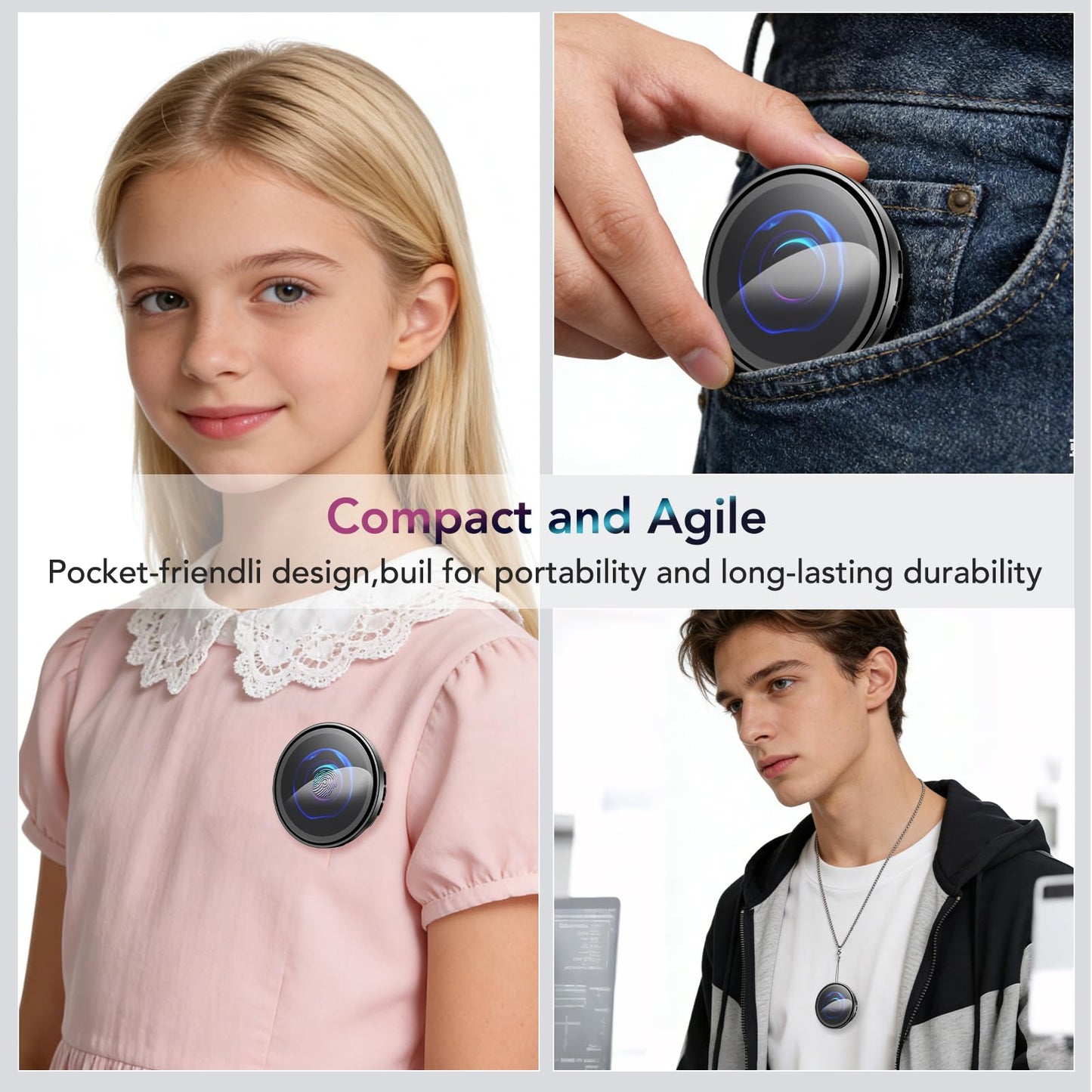 ZNP Z01 AI Companion Digital Badge, Wearable Bluetooth 6.0 Translator with HD Touch Screen, Smart AI Assistant Badge for Travel Business Daily Life (Z01&Pin)